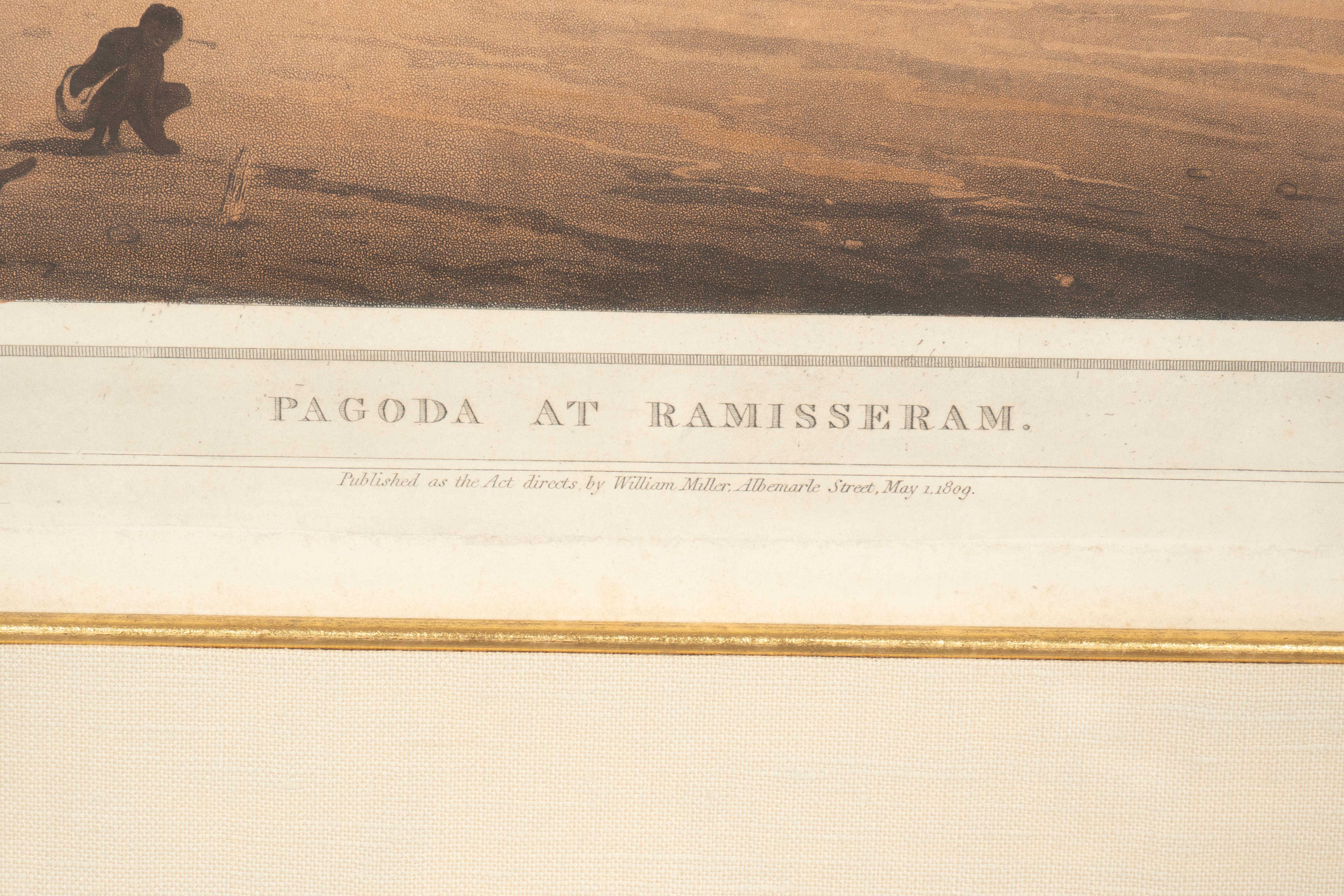 Henry Salt , Gravuren der Pagode in Ramisseran , Ruinen des Hafens (Spätes 18. Jahrhundert) im Angebot