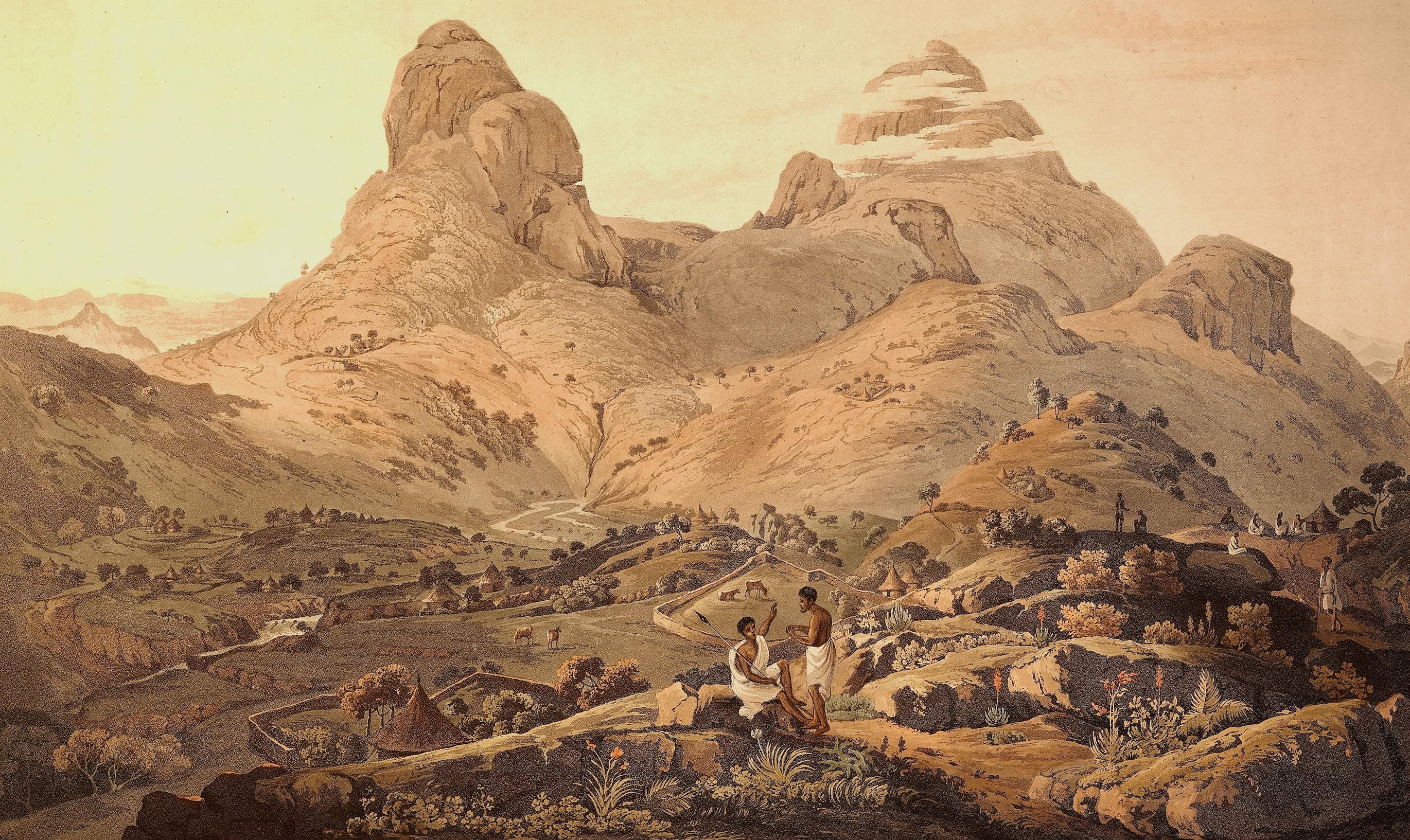 Las montañas de Etiopía: Aguatinta original coloreada a mano del siglo XIX por Henry Salt en venta 1