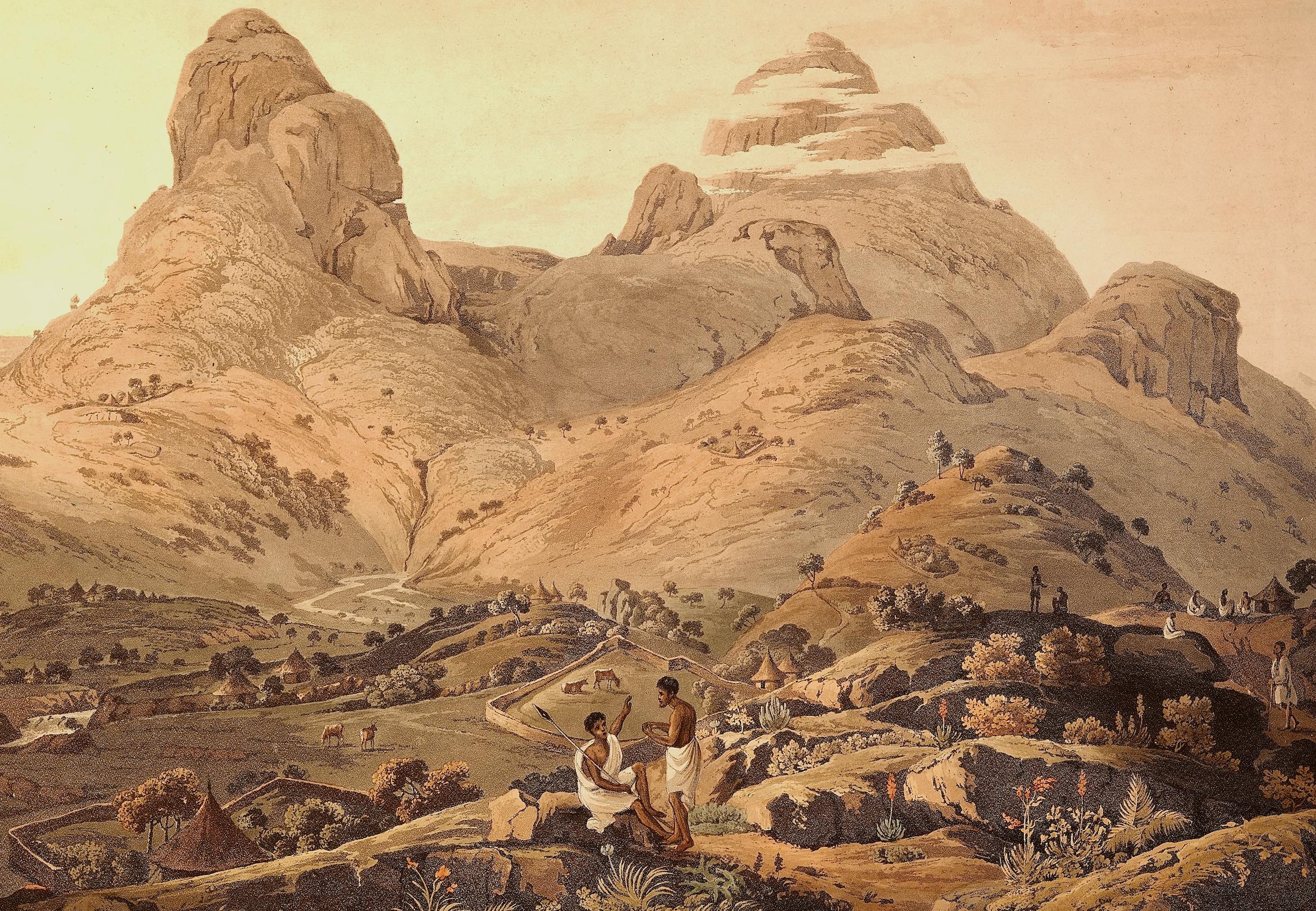 Las montañas de Etiopía: Aguatinta original coloreada a mano del siglo XIX por Henry Salt en venta 2