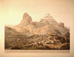 Las montañas de Etiopía: Aguatinta original coloreada a mano del siglo XIX por Henry Salt