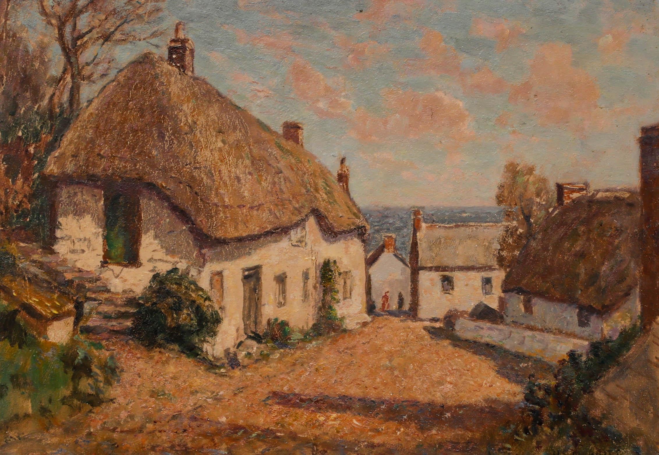 Henry Samuel Merritt (1884-1963) - Ölgemälde, Cottages in Cadgwith, frühes 20. Jahrhundert im Angebot 1