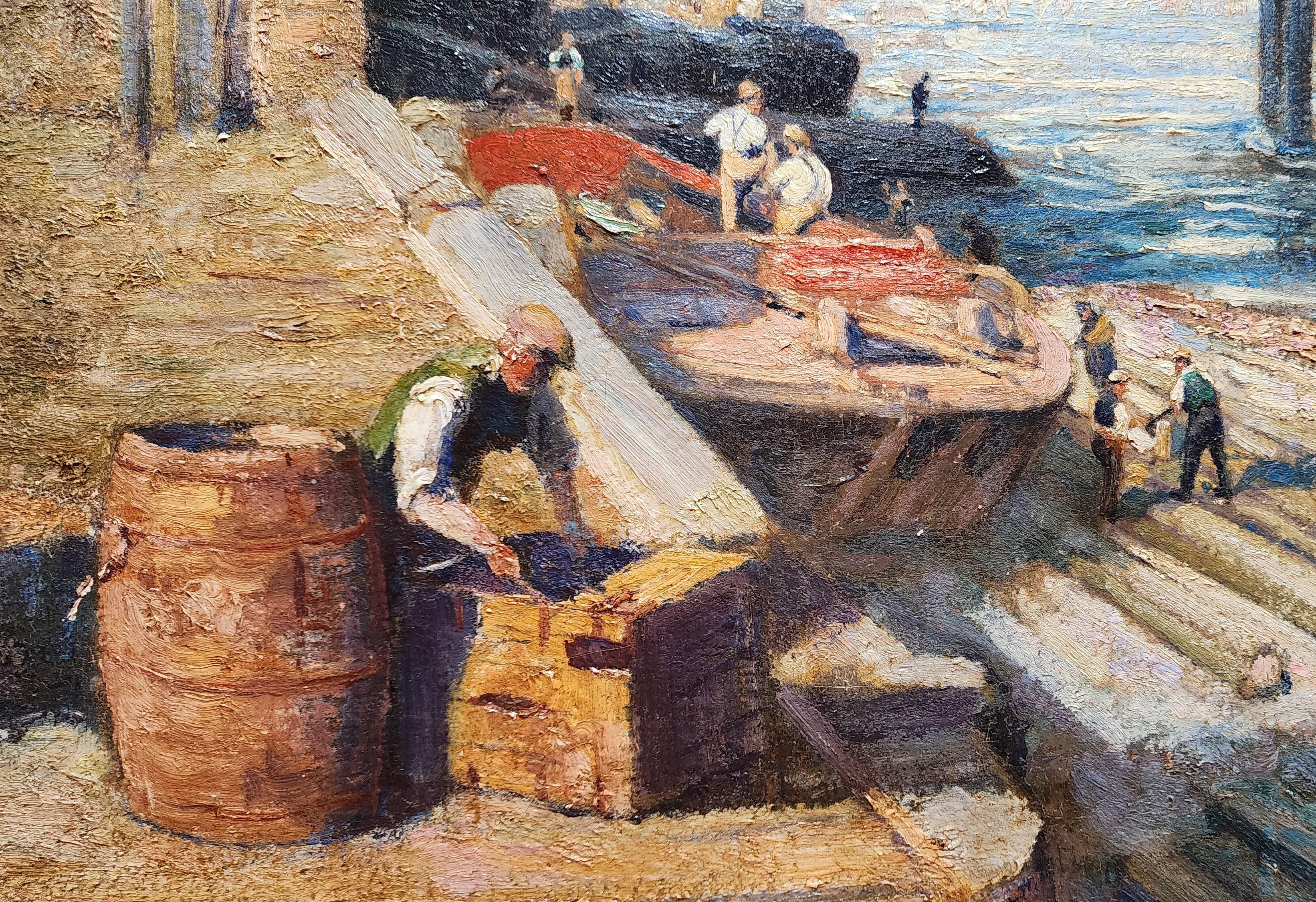 Bau der Southwark Bridge, London, England, Themse, Genre (Realismus), Painting, von Henry Samuel Teed