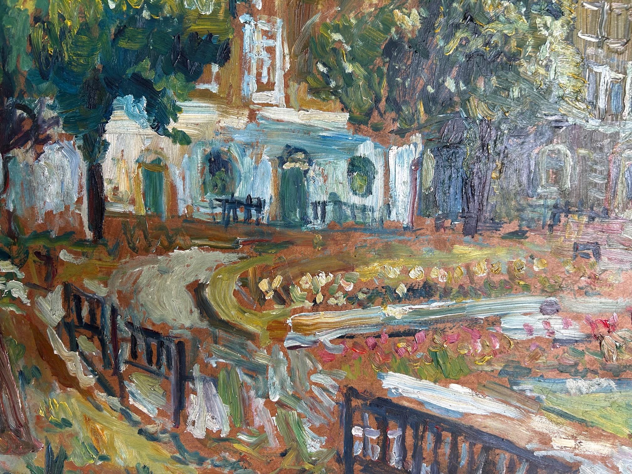 Mid-Century Modern Henry Sanders - A Wonderful Large Impressionism Scene - Oil On Board For Sale