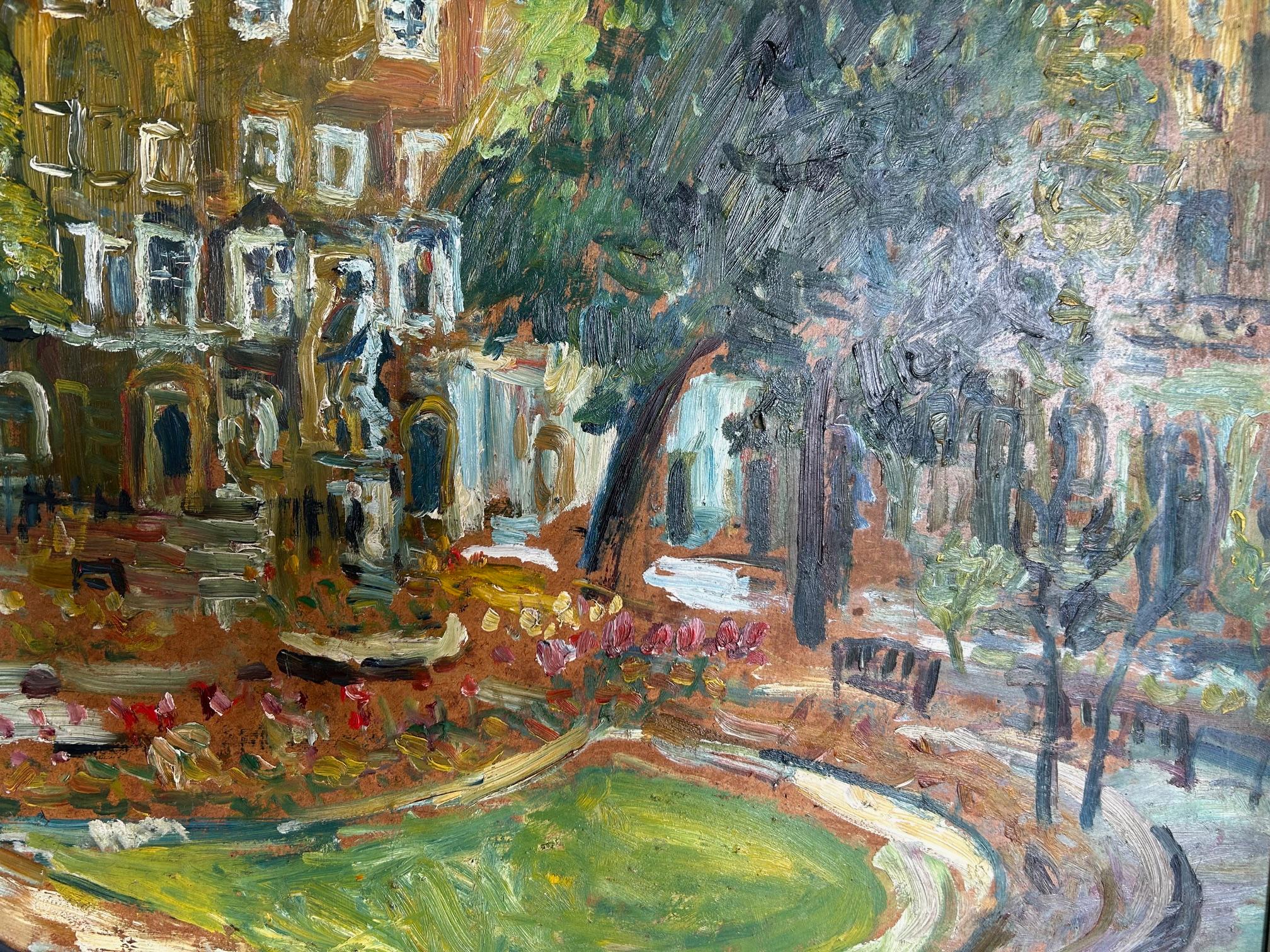 British Henry Sanders - A Wonderful Large Impressionism Scene - Oil On Board For Sale