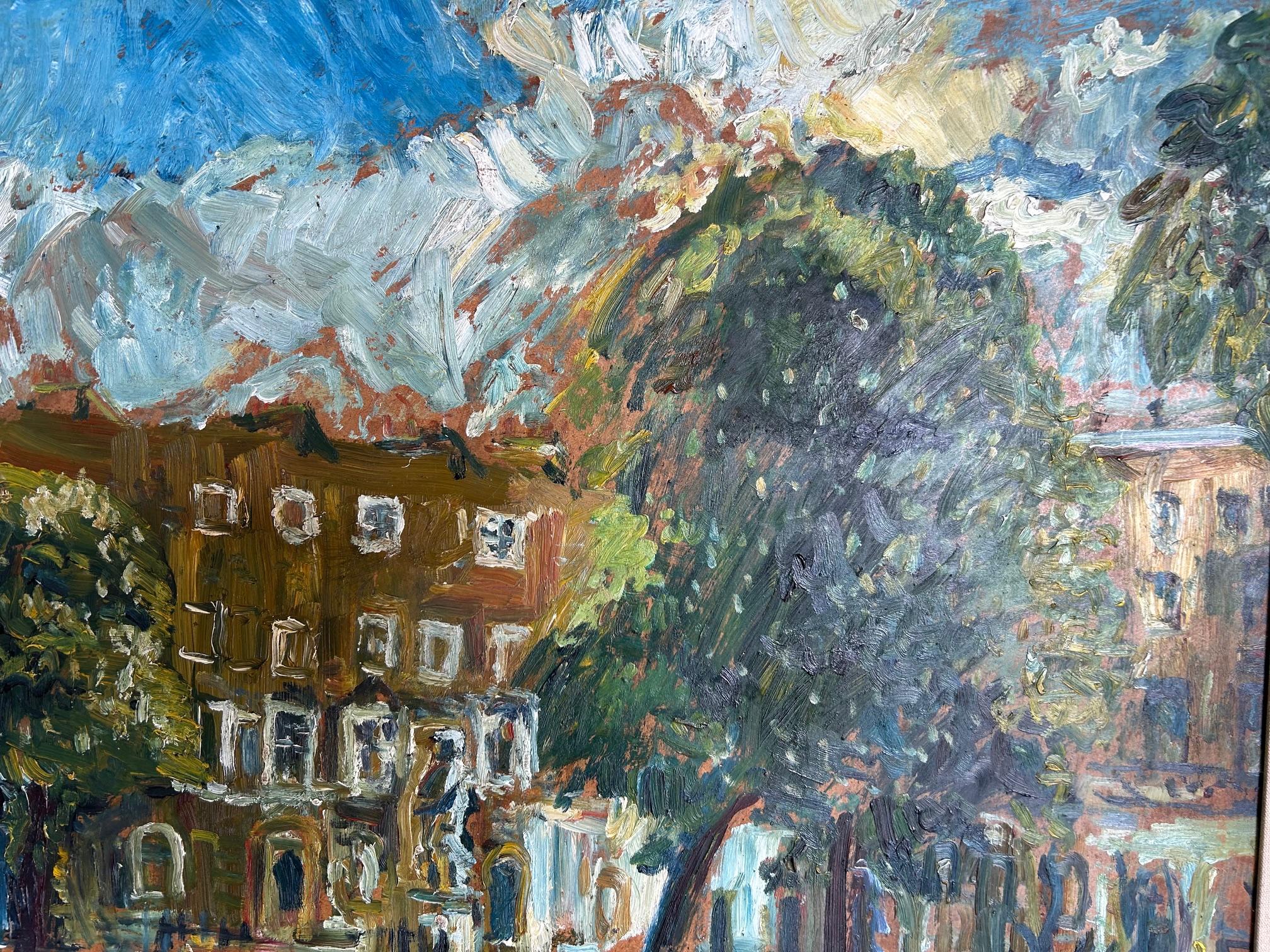 Oiled Henry Sanders - A Wonderful Large Impressionism Scene - Oil On Board For Sale