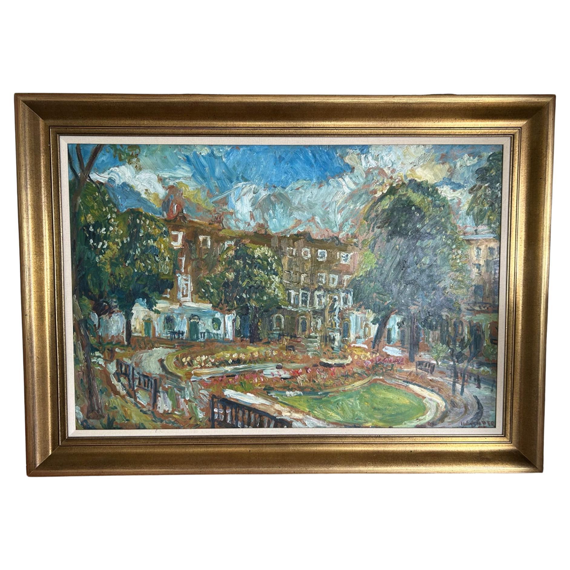 Henry Sanders - Una meravigliosa scena impressionista di grandi dimensioni - Olio su tavola