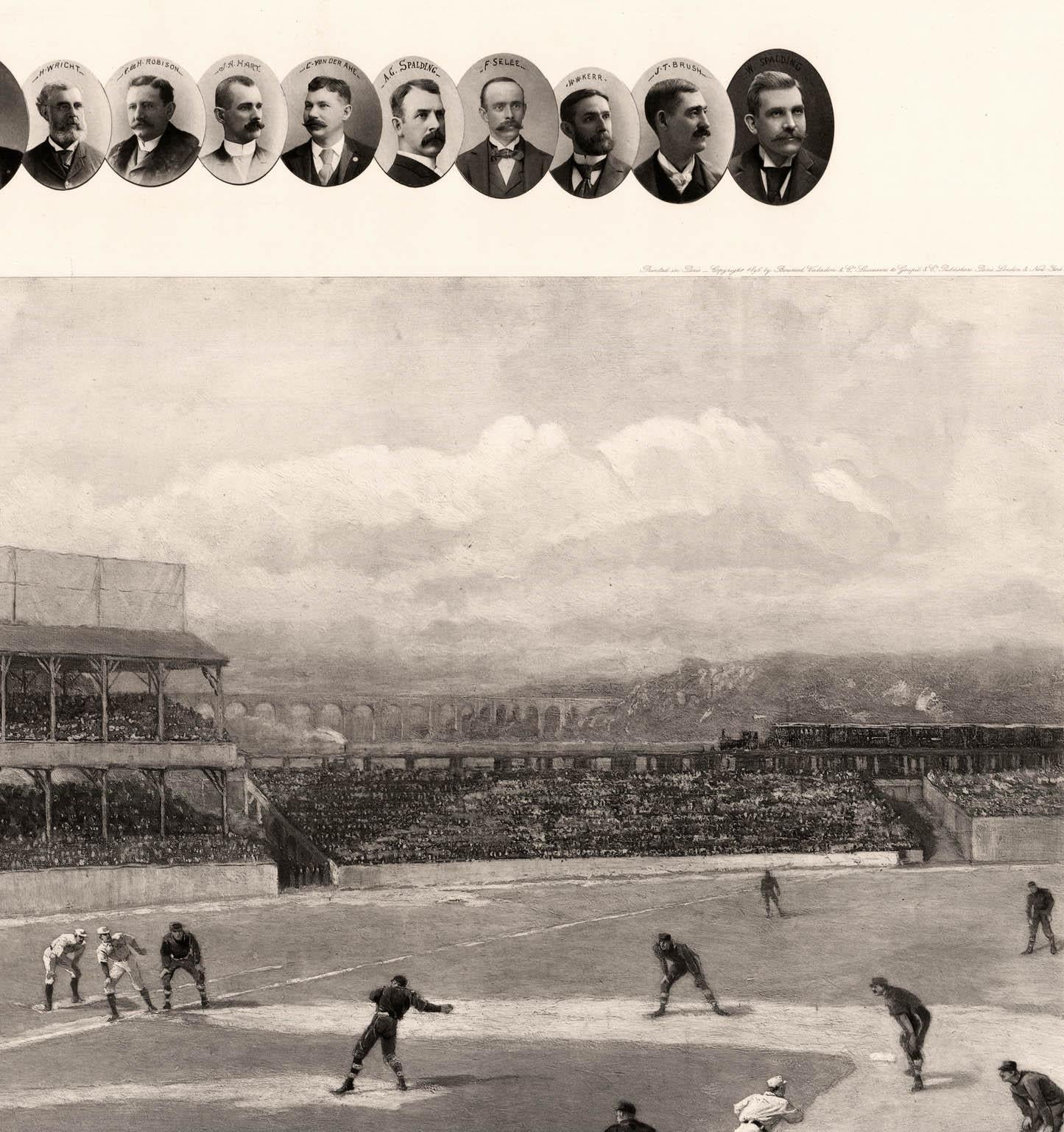 A Base Ball Game - Naturalistic Print by Henry Sandham