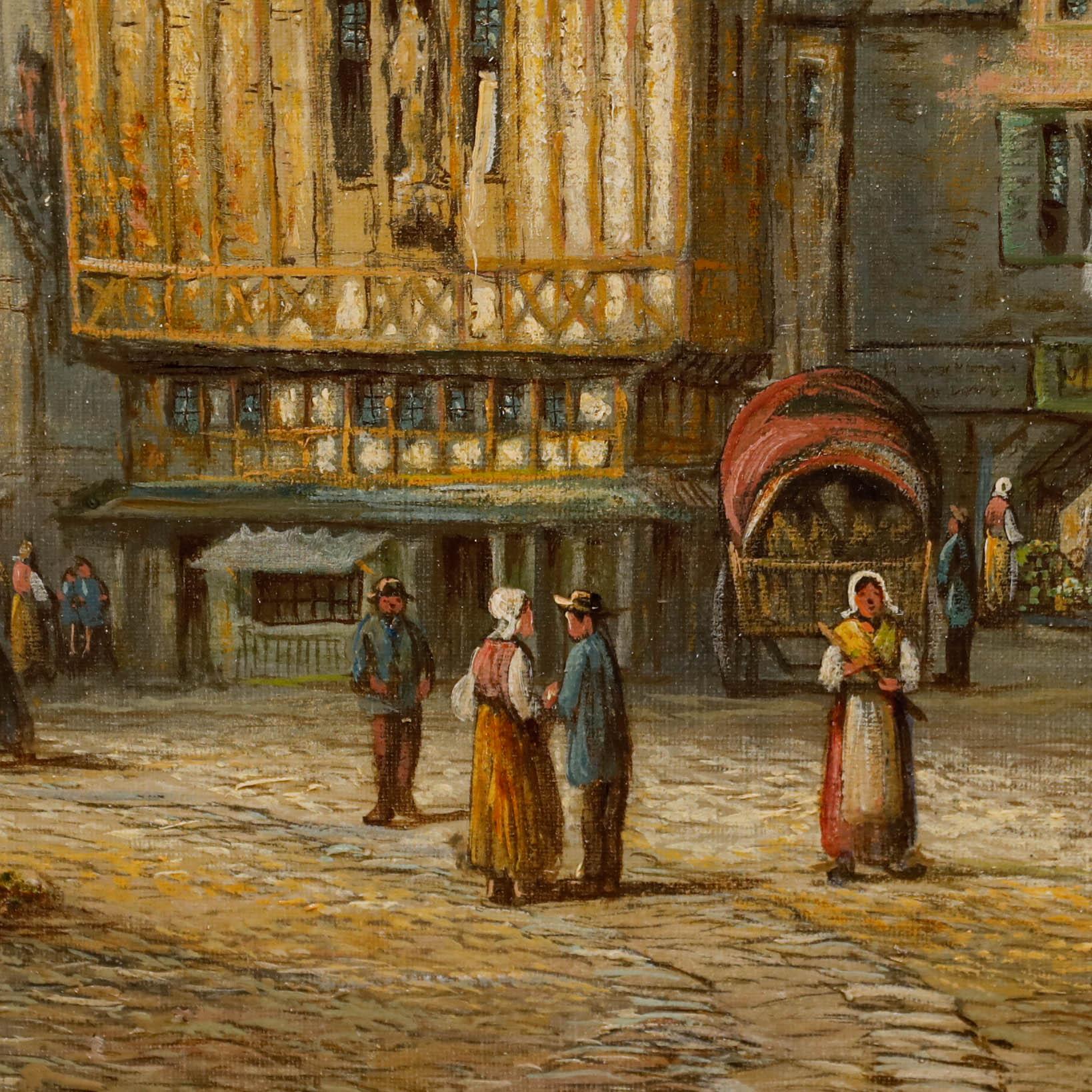 Henry Schafer (1833-1916)  - Framed Late 19th Century Oil, A Day in Abbeville For Sale 4