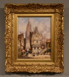 Oil Painting by Pair Henry Schafer "Fecamp Normandy" "Nuremburg, Germany"