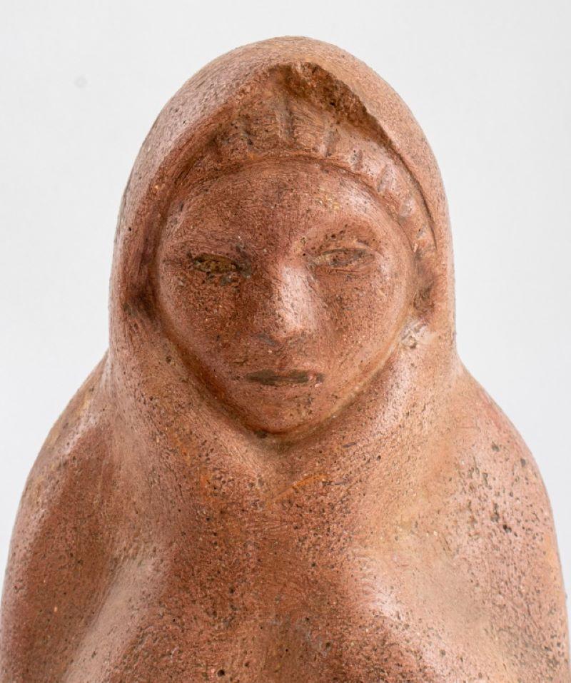 Henry Schonbauer (American, 1894-1973) terracotta sculpture depicting a seated woman, signed to base and to bottom. 15.5