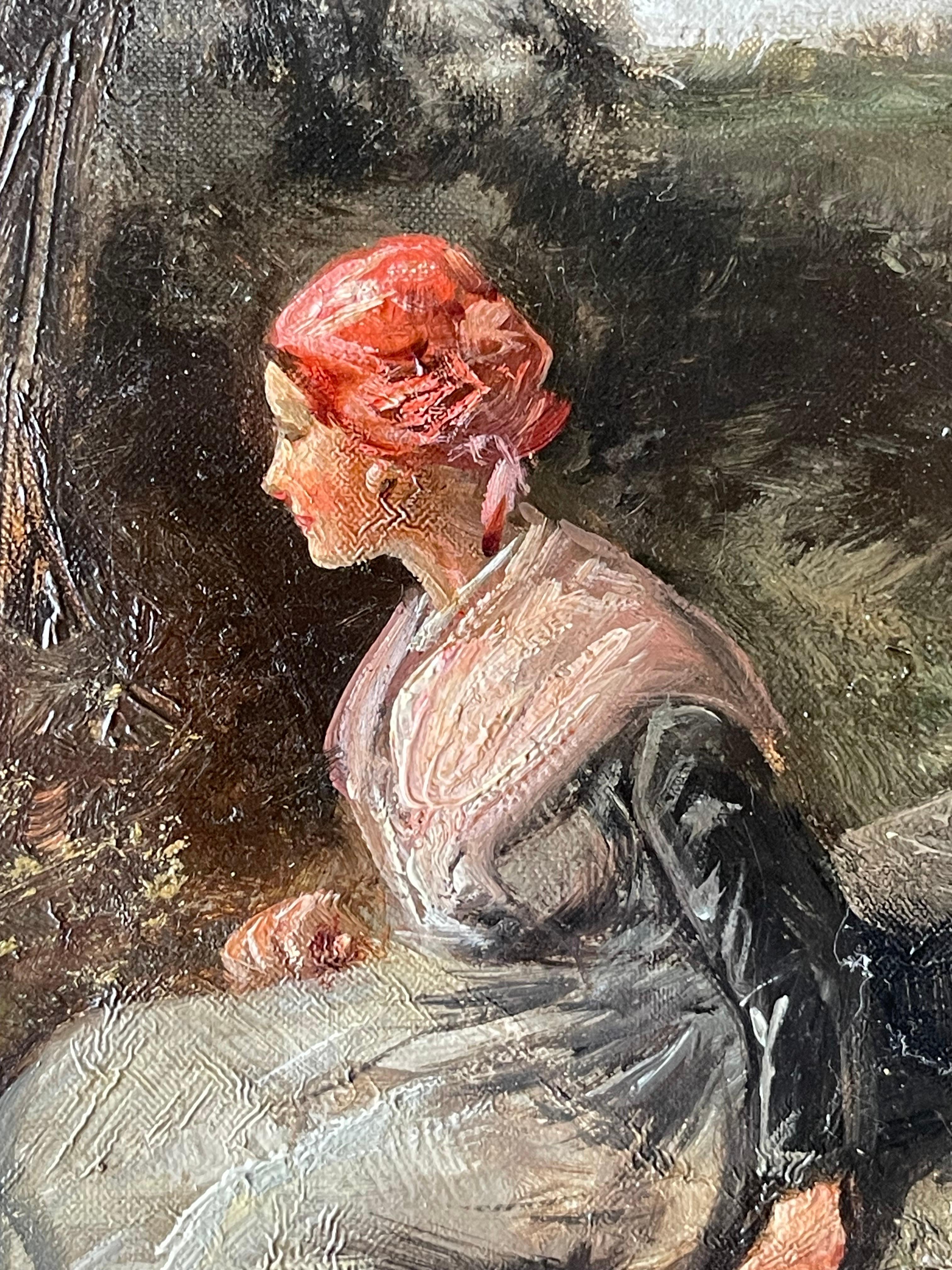 Quadro ad olio pastorale del XIX secolo 