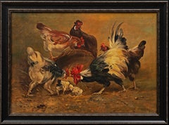 "Rooster, Chickens and Chicks" Henry Schouten (1857-1927)
