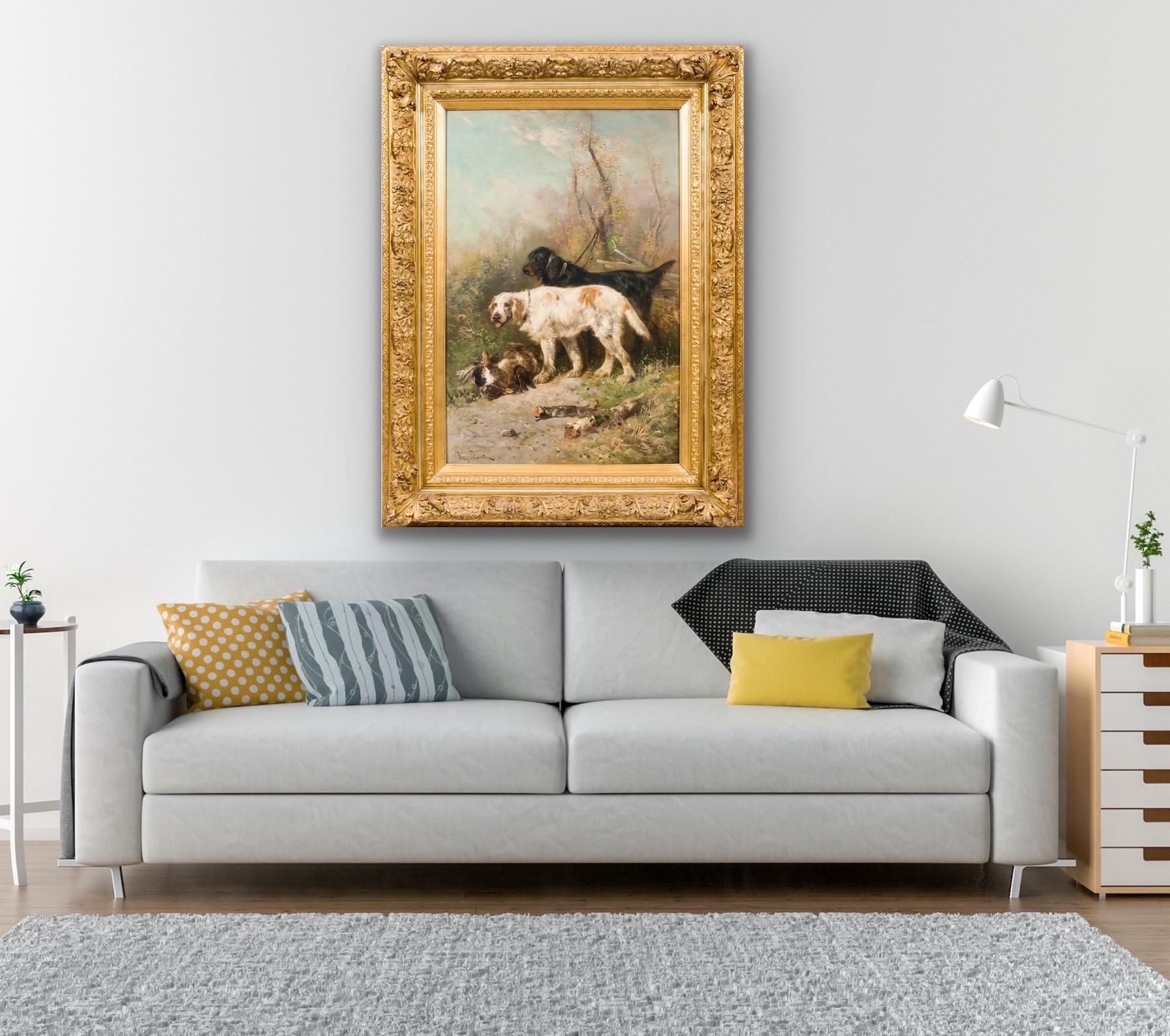 Huge 19th century Hunting scene - Setter dogs with their prey - Hunt  For Sale 1