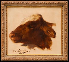 « Portrait de la tête d'un veau » daté de 1882, Henry Schouten (1857-1929)