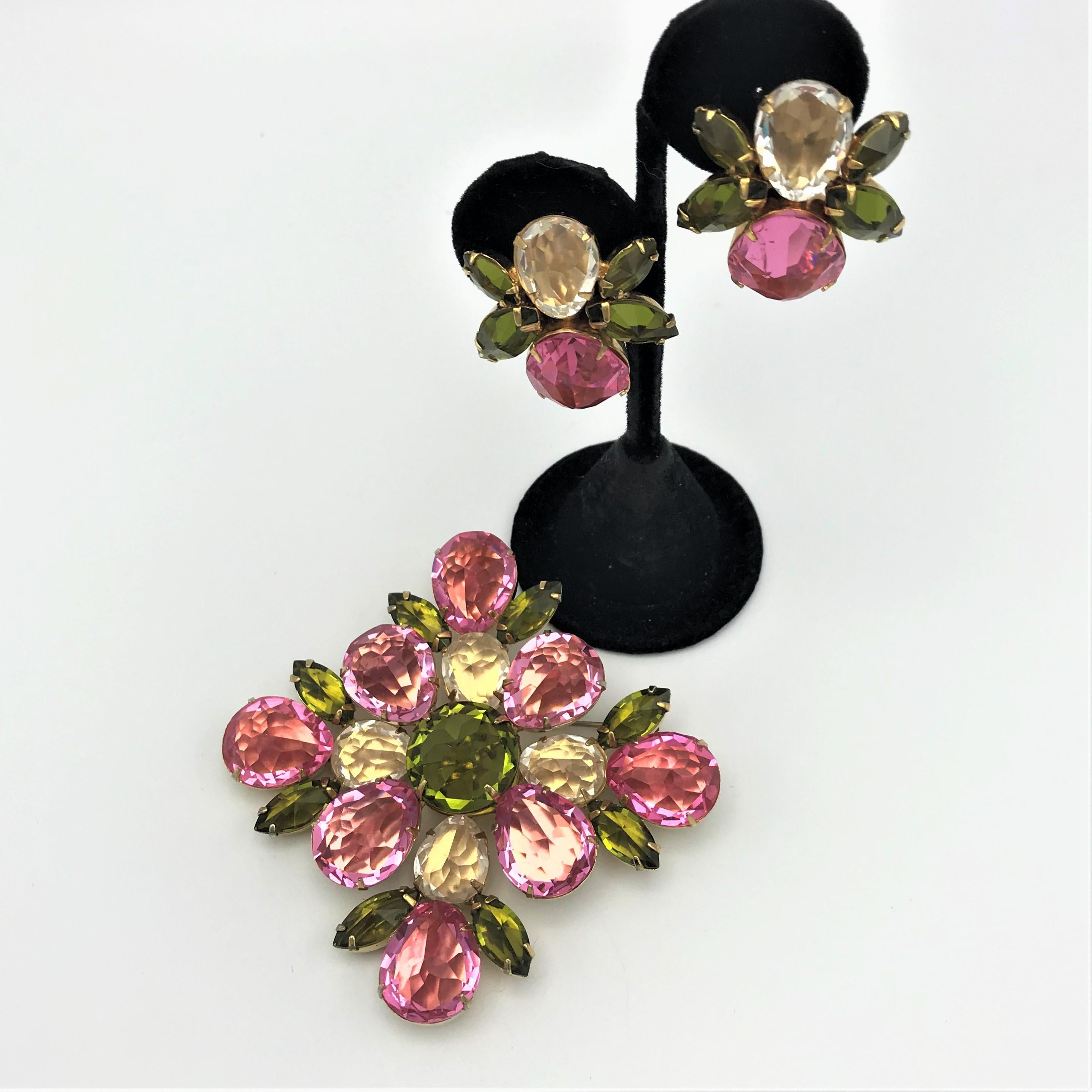 pink and green brooch