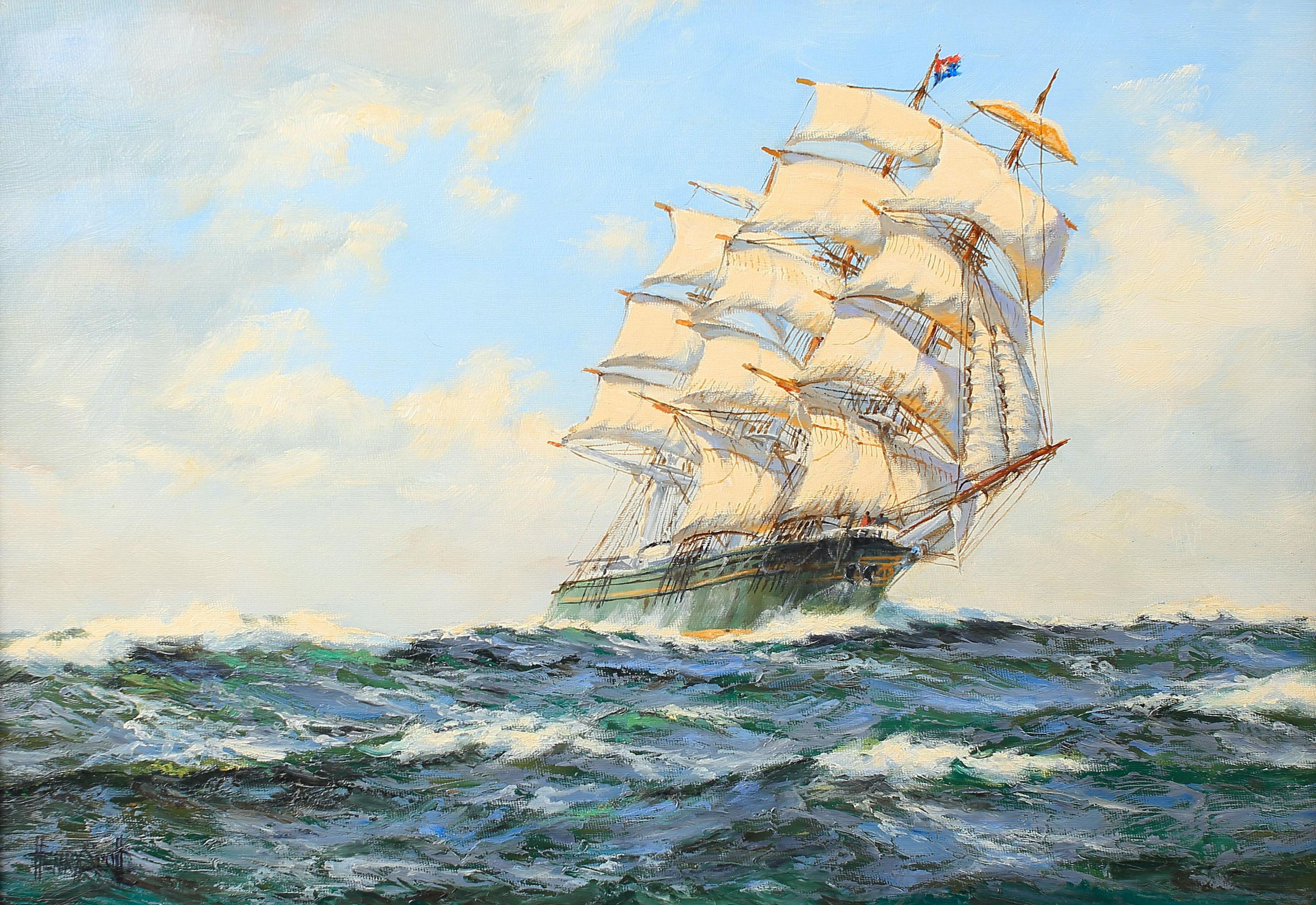 Open Water - Foo Chow to London - Tea Clipper 'Thermopylae' - Painting by Henry Scott