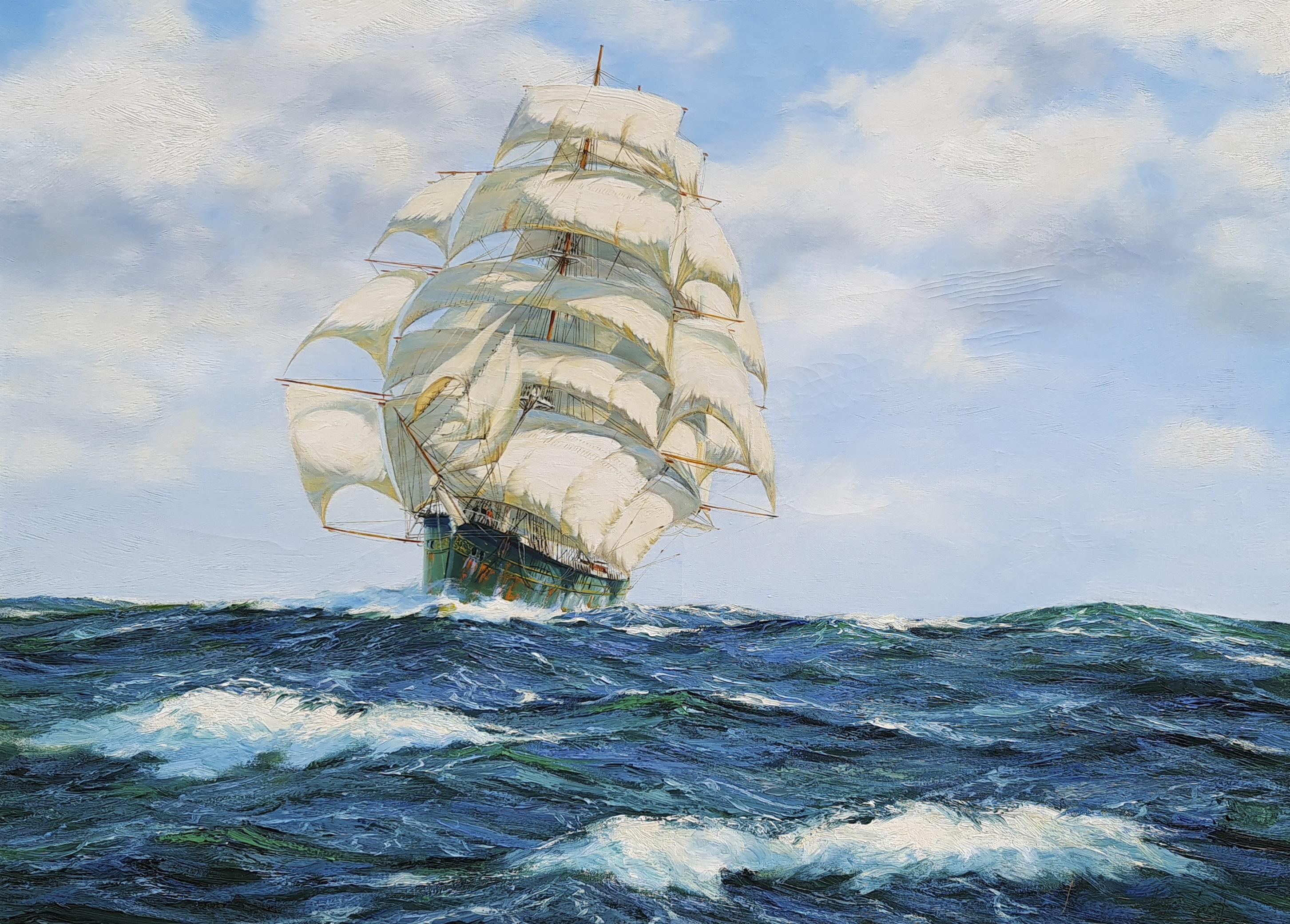 Trade Winds (White Star Line Clipper) 1966 - Painting by Henry Scott