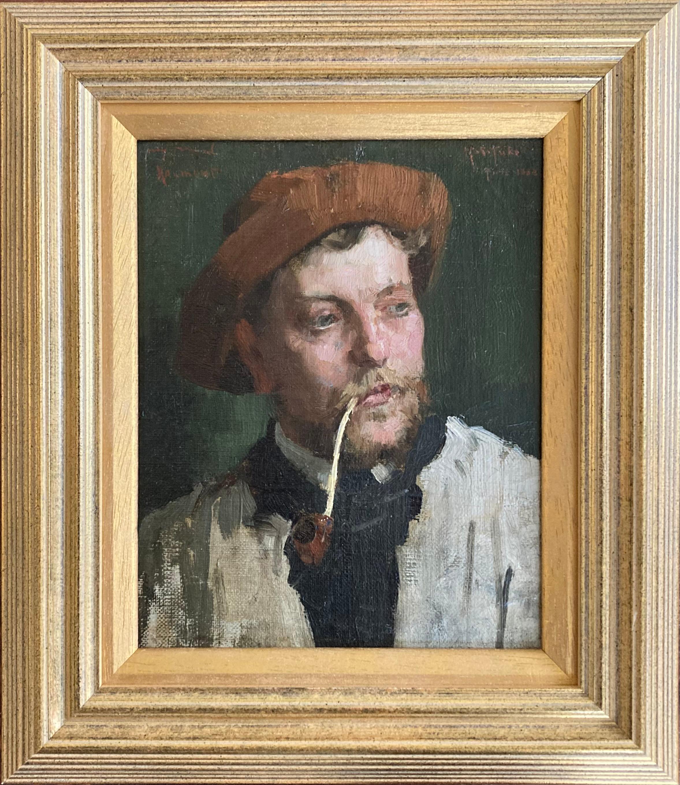 Henry Scott Tuke Figurative Painting - British impressionist portrait of a young man