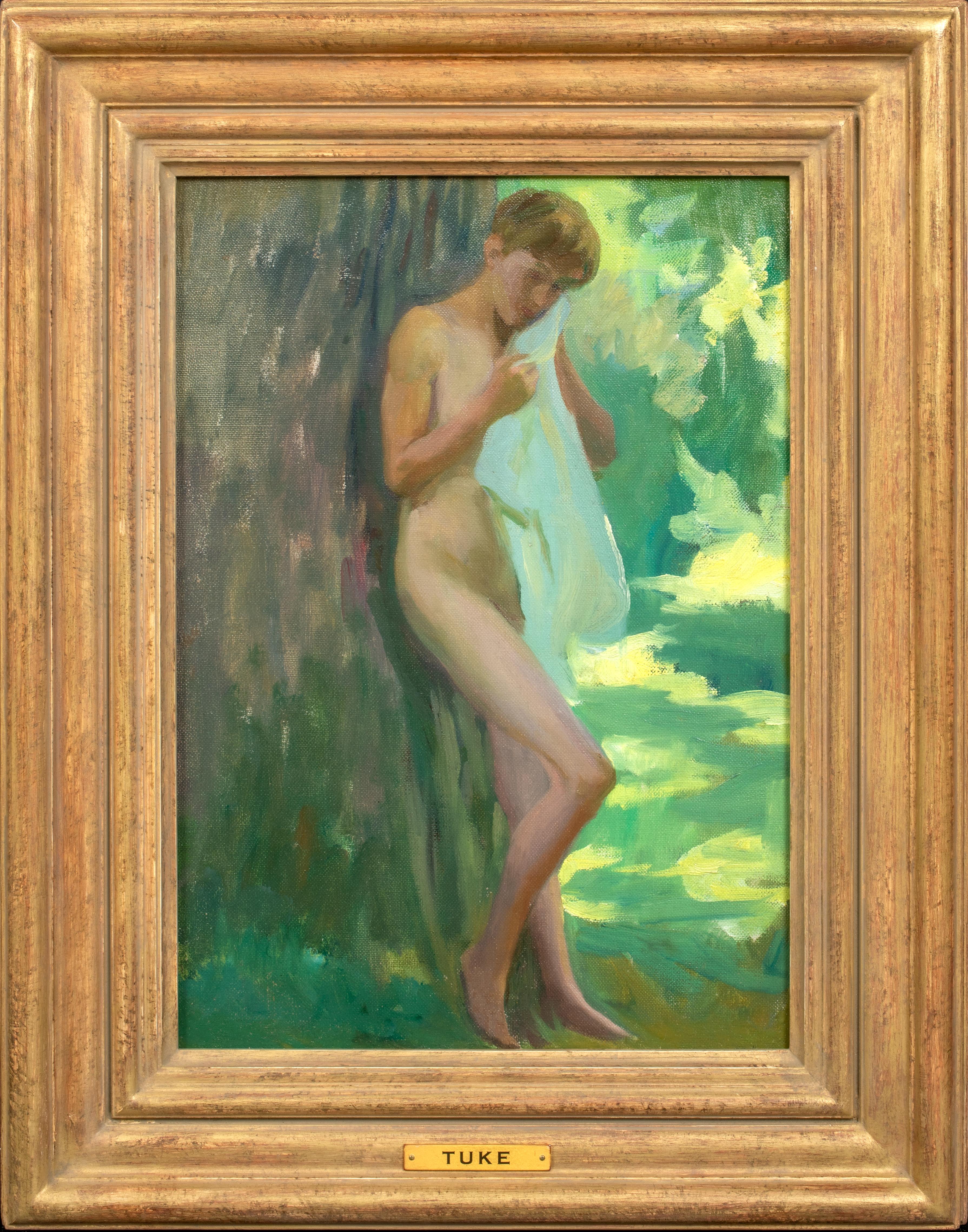Henry Scott Tuke Nude Painting - Nude Boy In The Forest, 19th Century   