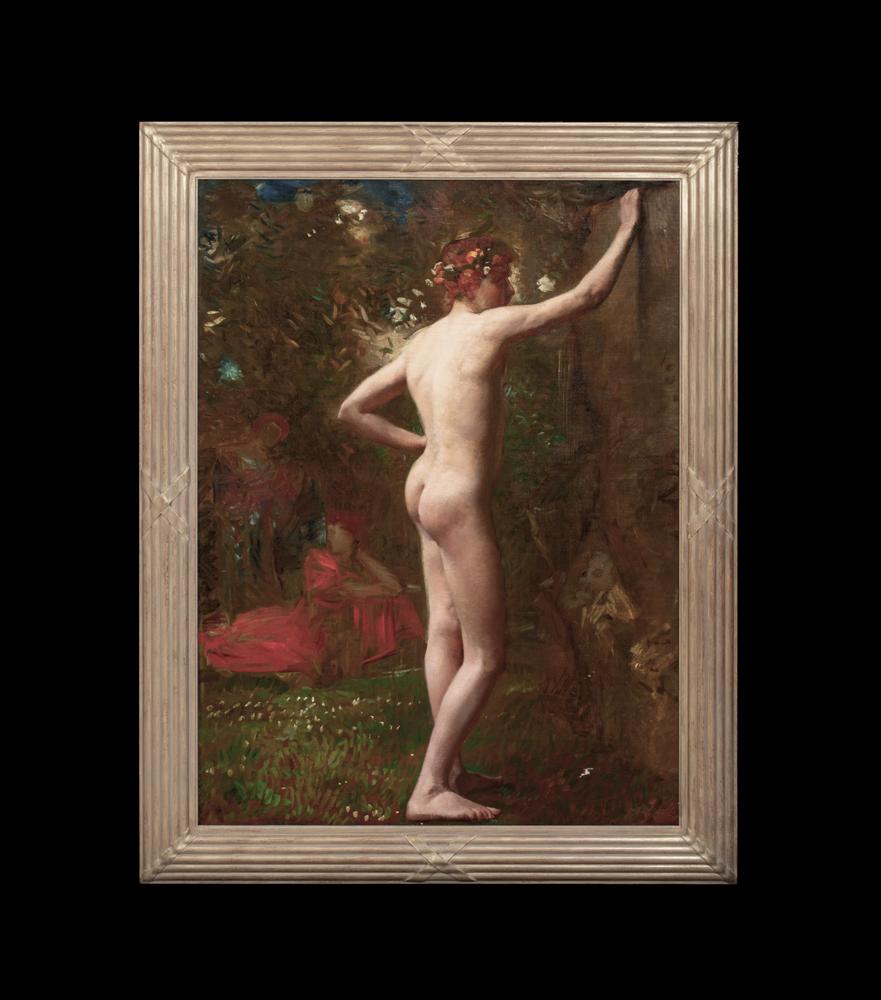 Nude Boy Posing As A Young Bacchus, 19th Century  - Painting by Henry Scott Tuke