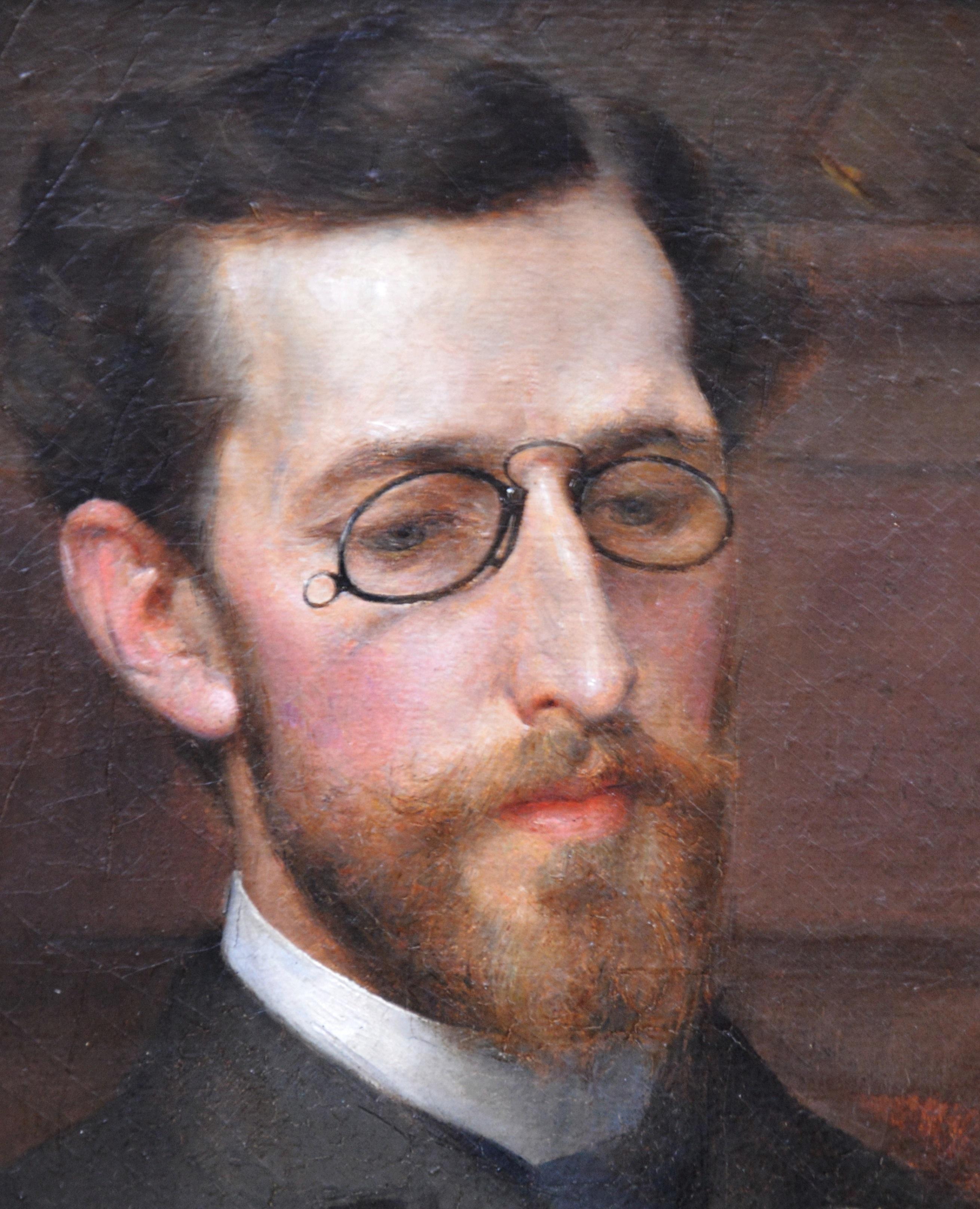 Augustus Saint-Gaudens - Portrait à l'huile du 19ème siècle d'un artiste célèbre 1