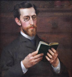 Augustus Saint-Gaudens - Portrait à l'huile du 19ème siècle d'un artiste célèbre 