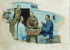 Henry Soulen, "Mahyong", Oil on Board, 1923