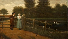 Relazione d'amore, dipinto a olio romantico di Henry Stacy Marks, 1875 ca.