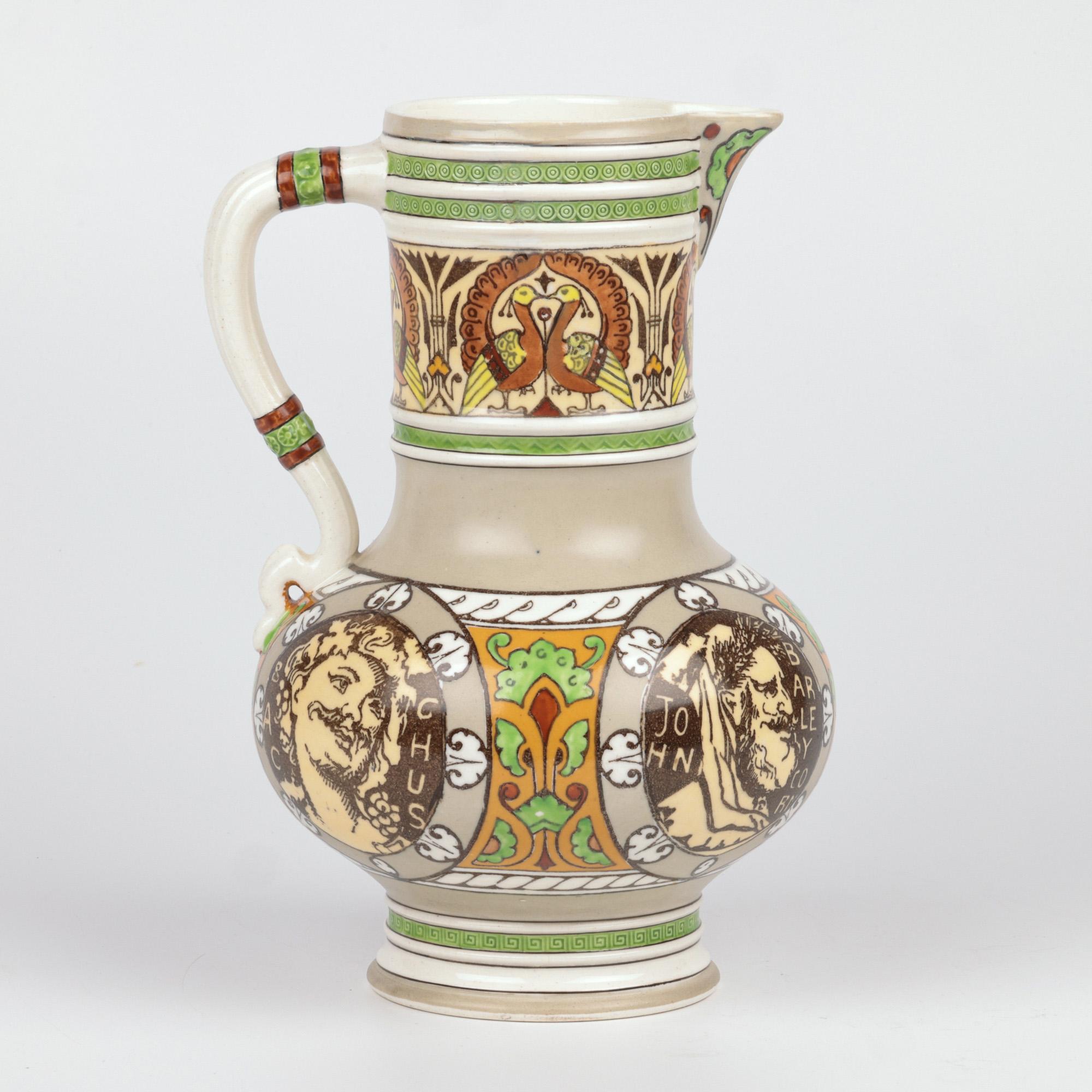 Henry Stacy Marks Minton Aesthetic Movement Pottery Beer Jug For Sale 6