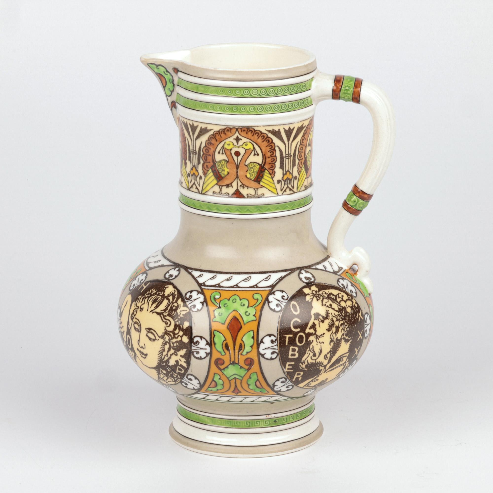 Henry Stacy Marks Minton Aesthetic Movement Pottery Beer Jug For Sale 8