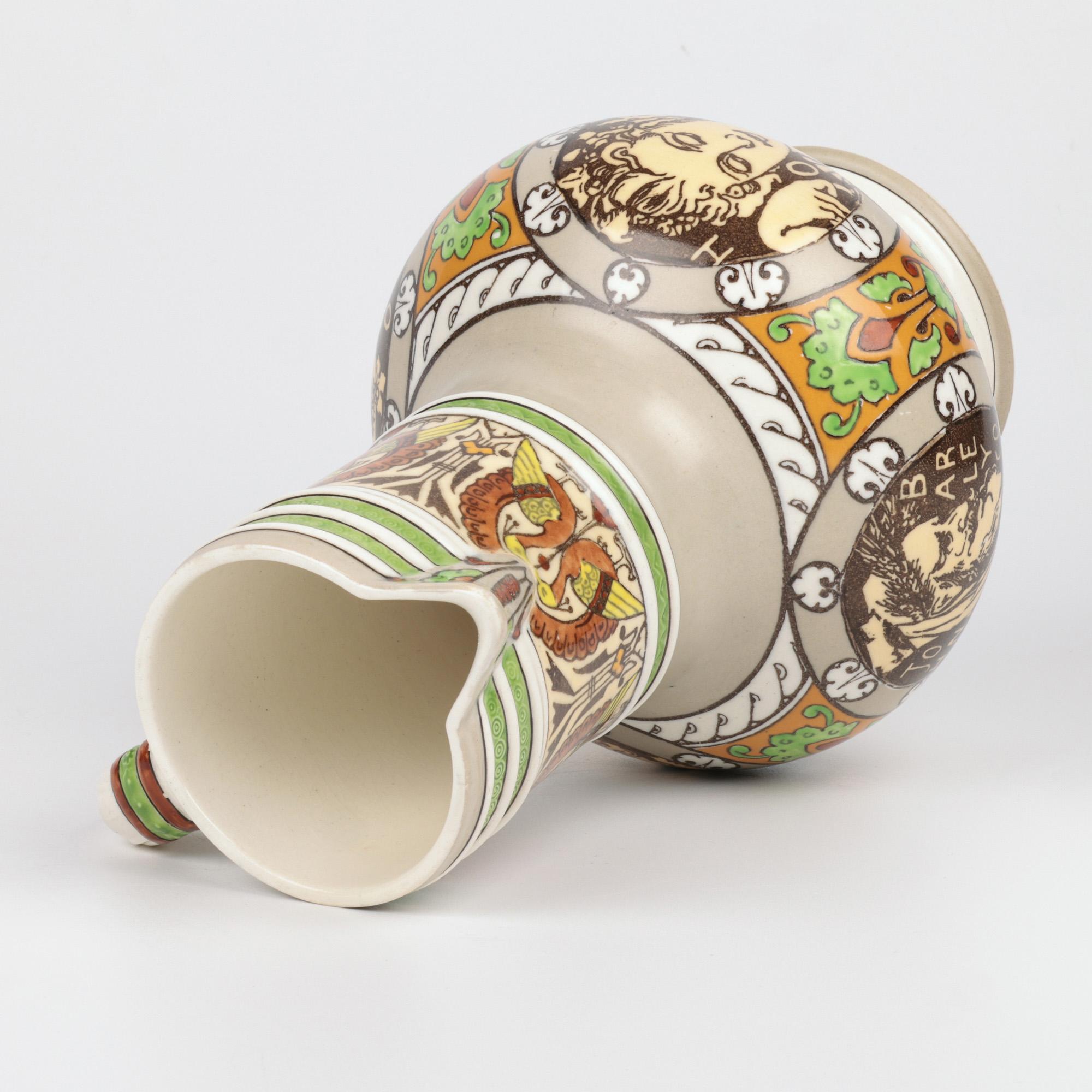 Late 19th Century Henry Stacy Marks Minton Aesthetic Movement Pottery Beer Jug For Sale