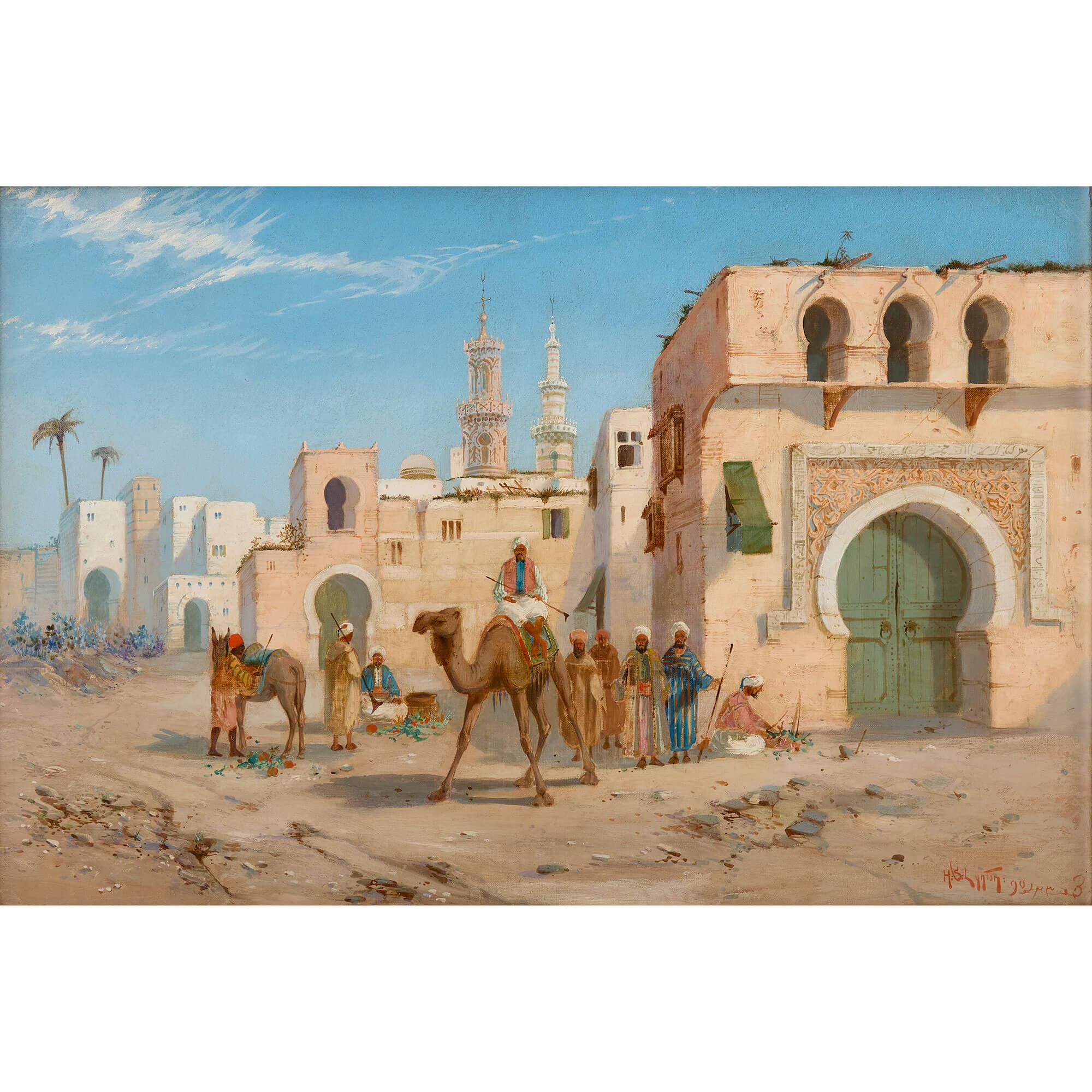 Grande dipinto a olio orientalista britannico del XIX secolo di Henry Stanton Lynton - Painting di Henry Stanton Lynton 