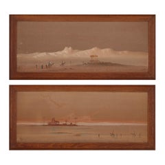 Pair of Orientalist paintings of the Egyptian desert by Lynton