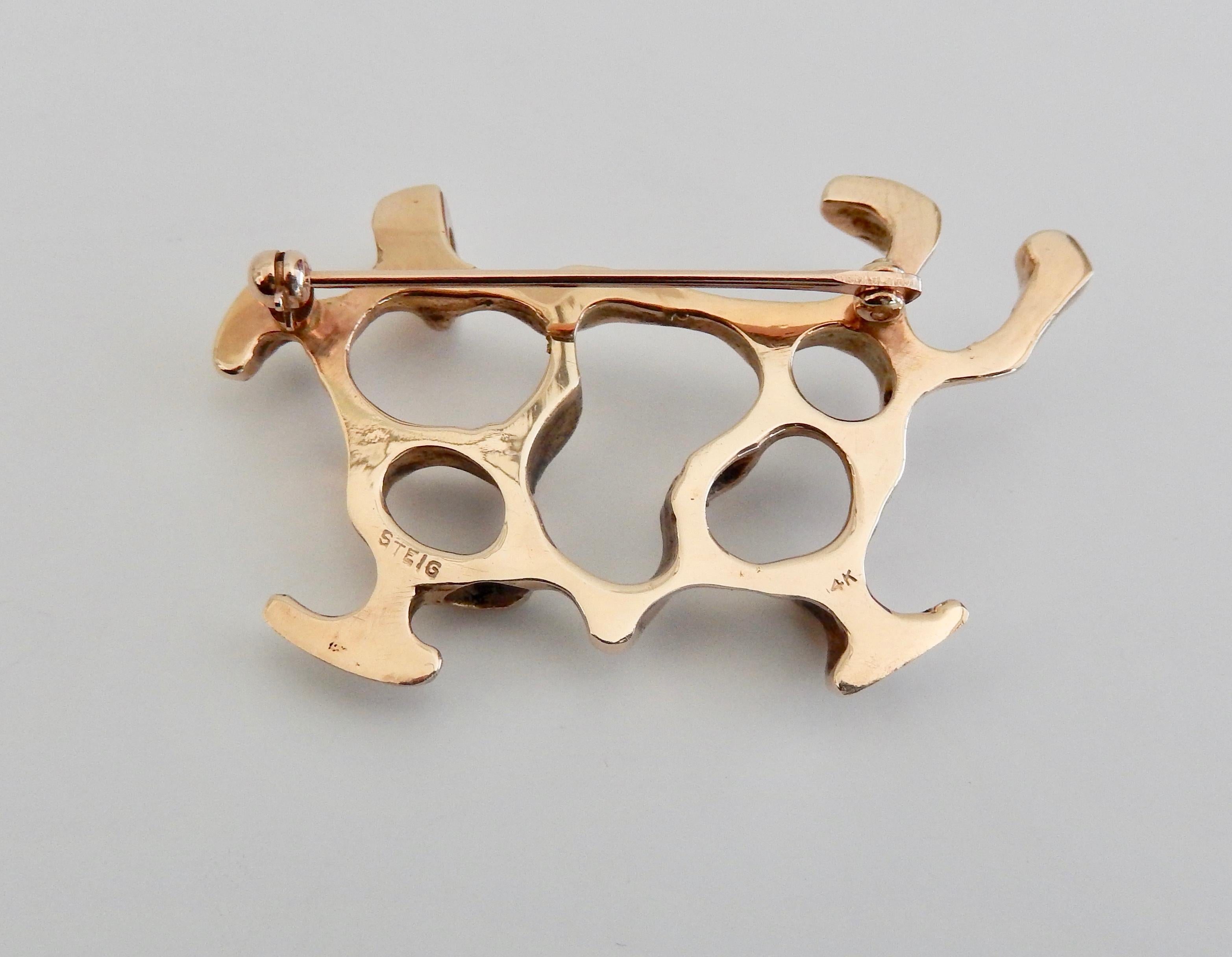 Women's or Men's Henry Steig Mid-Century Modern 14K Gold Brooch For Sale