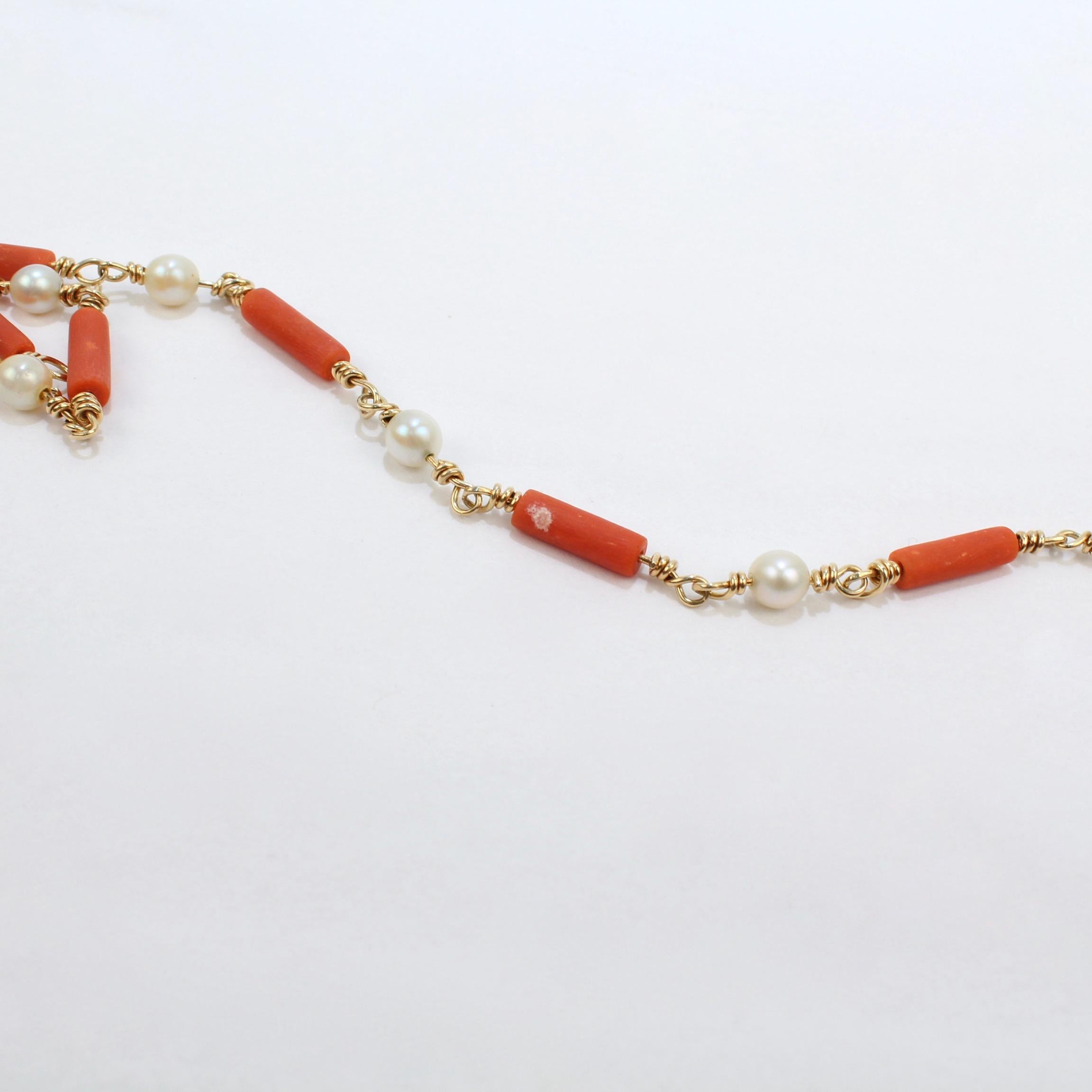 Henry Steig Modernistische Koralle Perle und 14 Karat Gold Choker Halskette, 14 Karat VR im Angebot 7