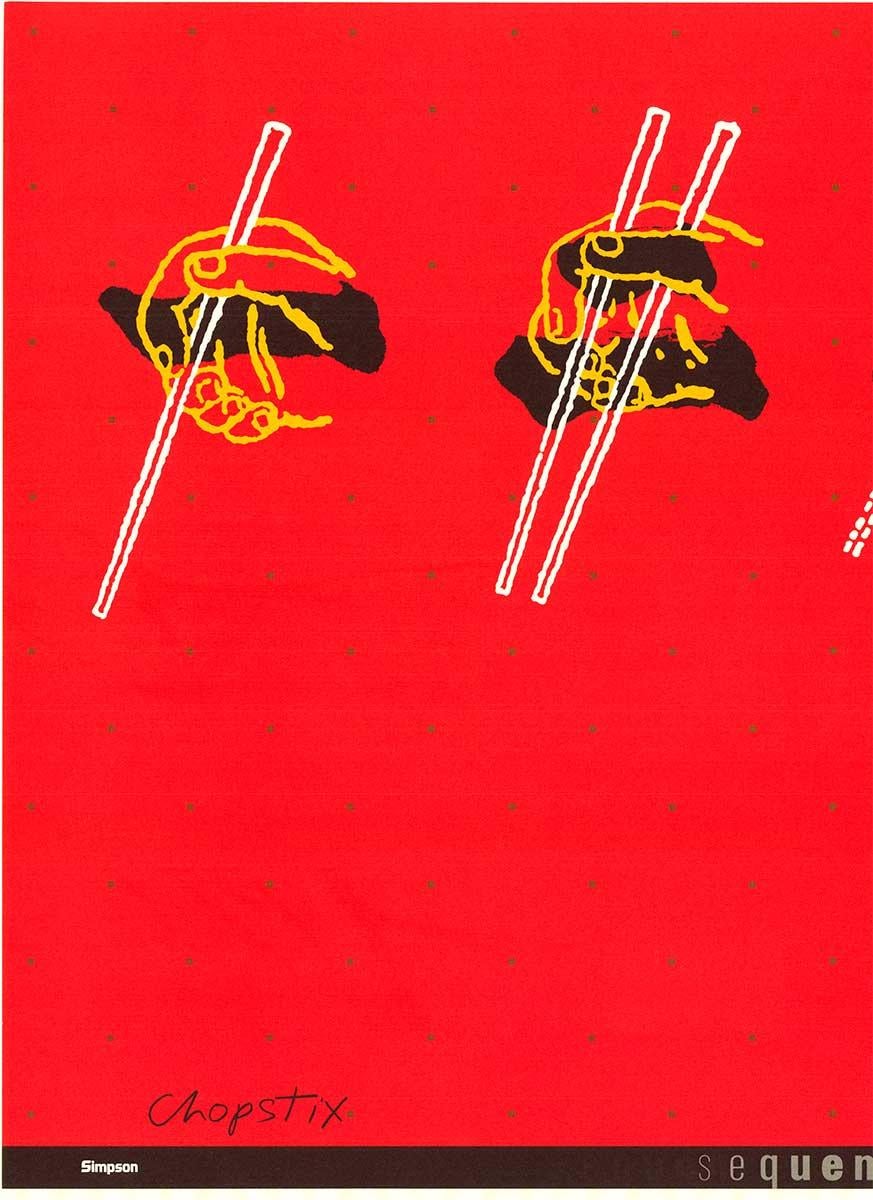 Chopstix Sequences original contempary art poster - Print by Henry Steiner
