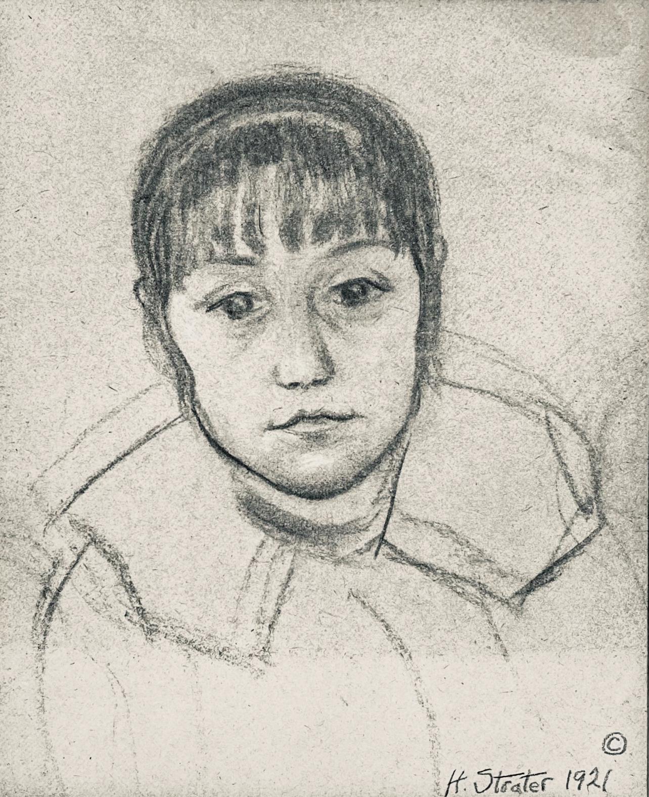 Spanish Gypsy Child, head, 24 Drawings by Henry Strater