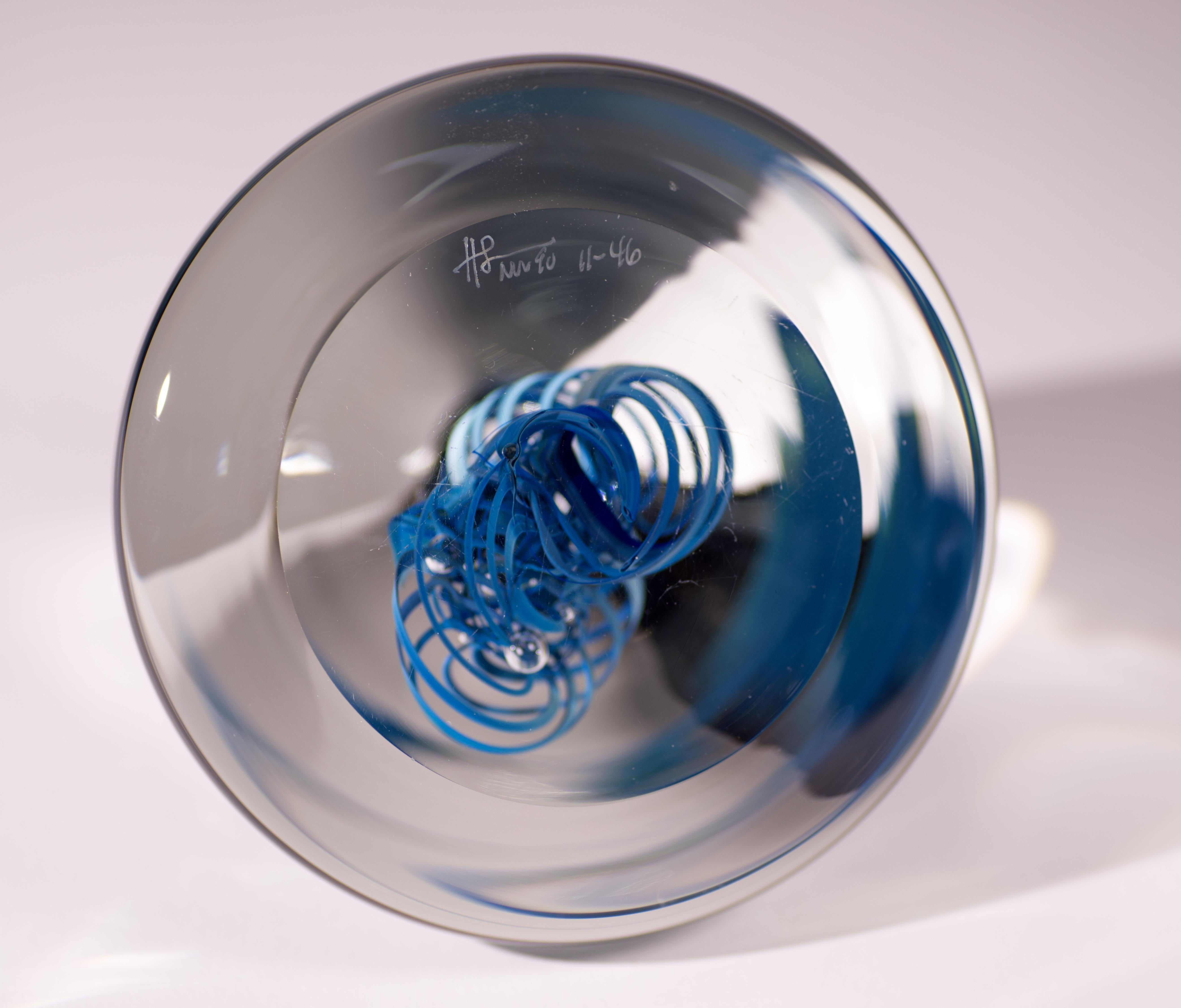 Fatto a mano Henry Summa Sommerso Helix Sculpture, Studio Art Glass americano in vendita