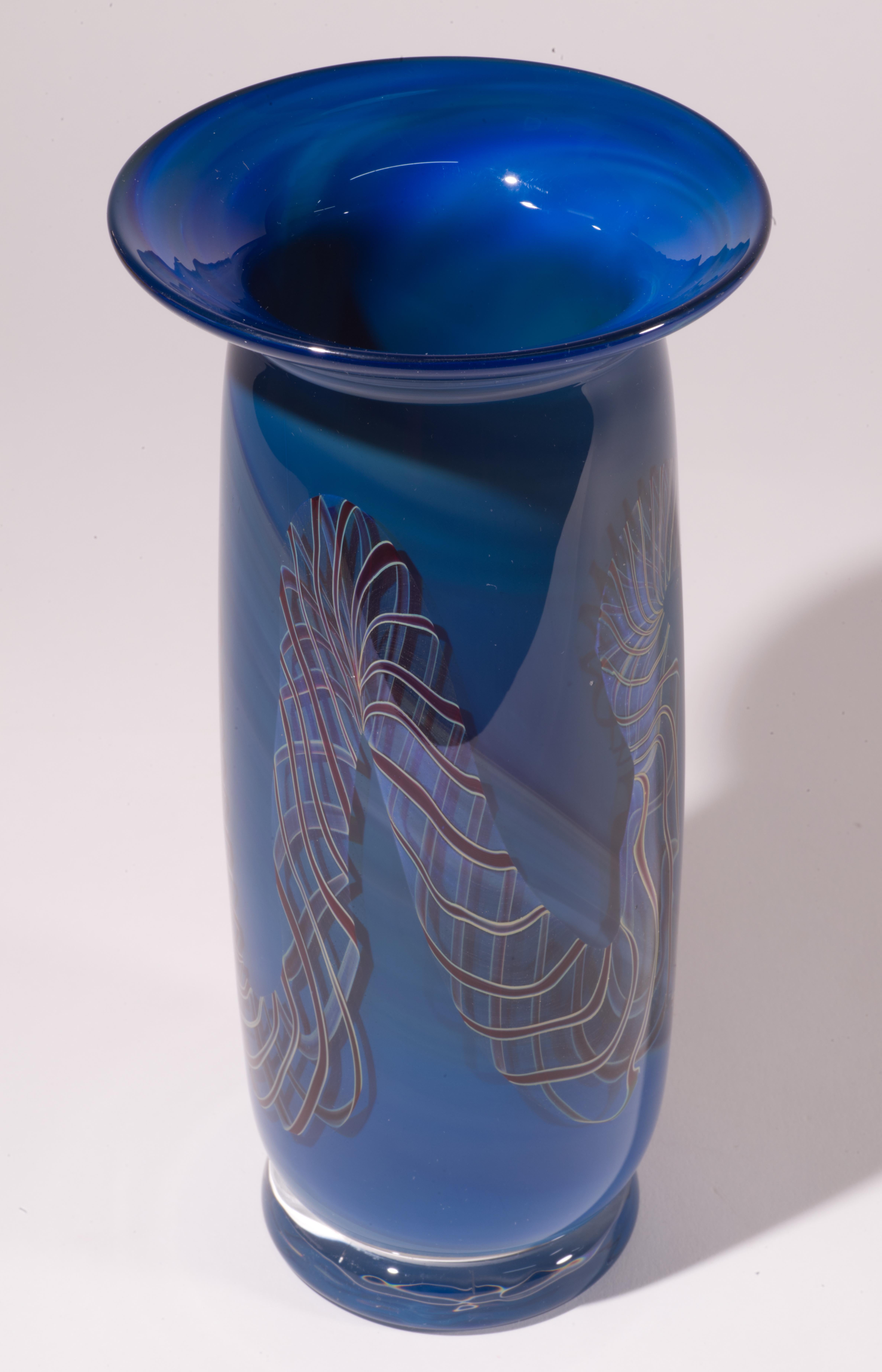 Organic Modern Henry Summa Sommerso Helix Vase, American Studio Art Glass For Sale