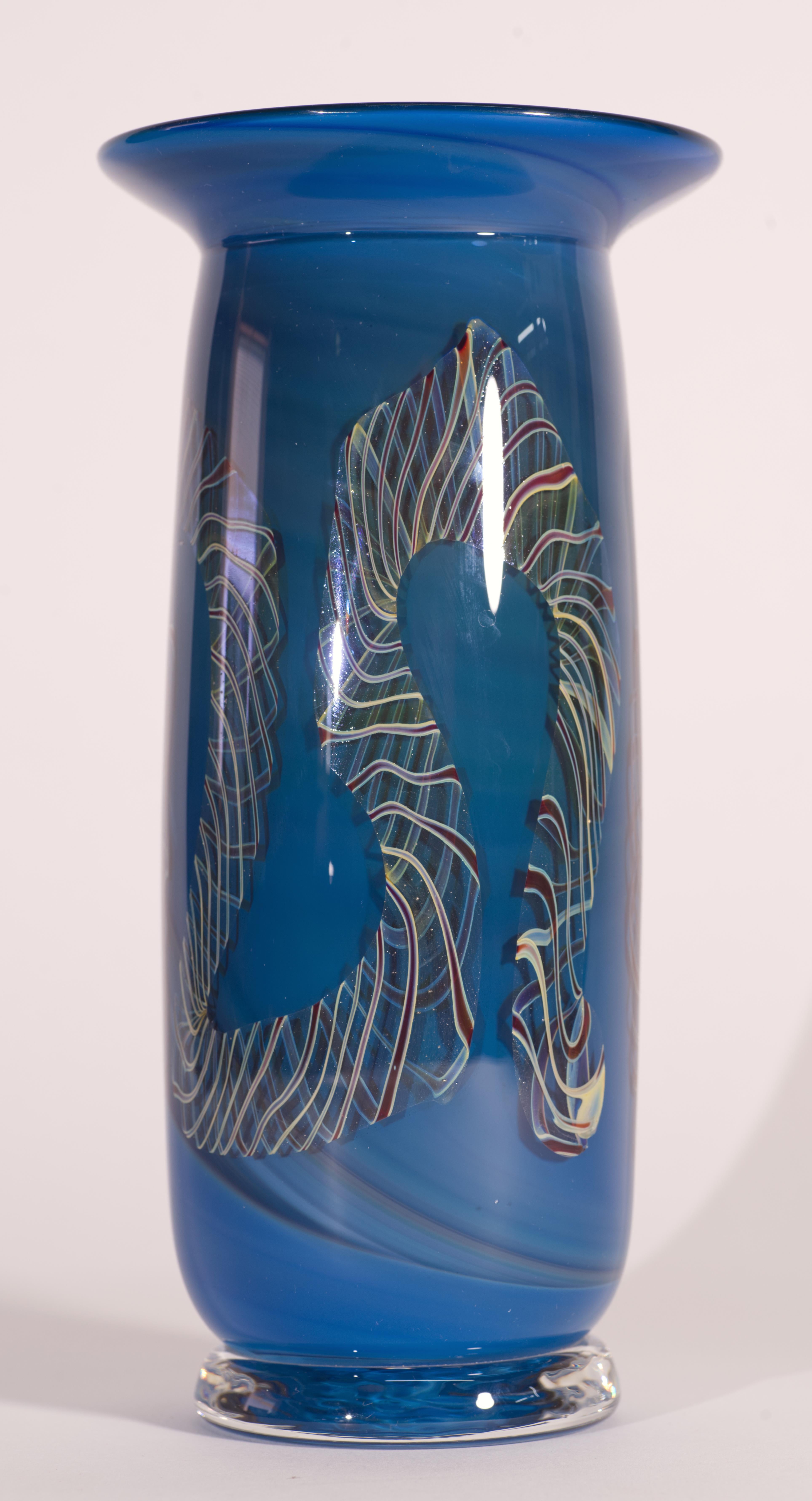 Hand-Crafted Henry Summa Sommerso Helix Vase, American Studio Art Glass For Sale