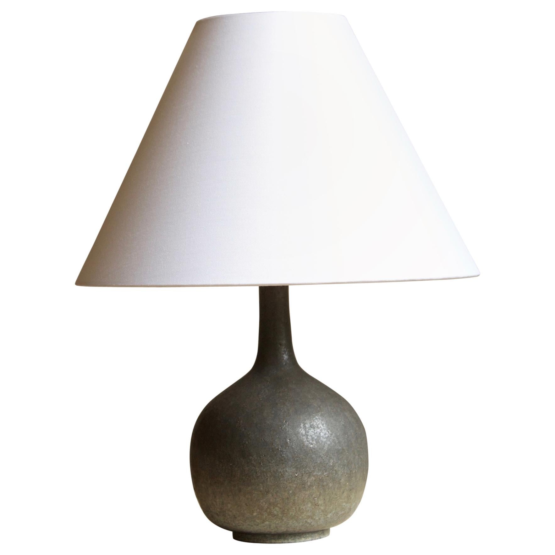 Henry Svensson, Unique Small Table Lamp, Glazed Stoneware, Sweden, 1972