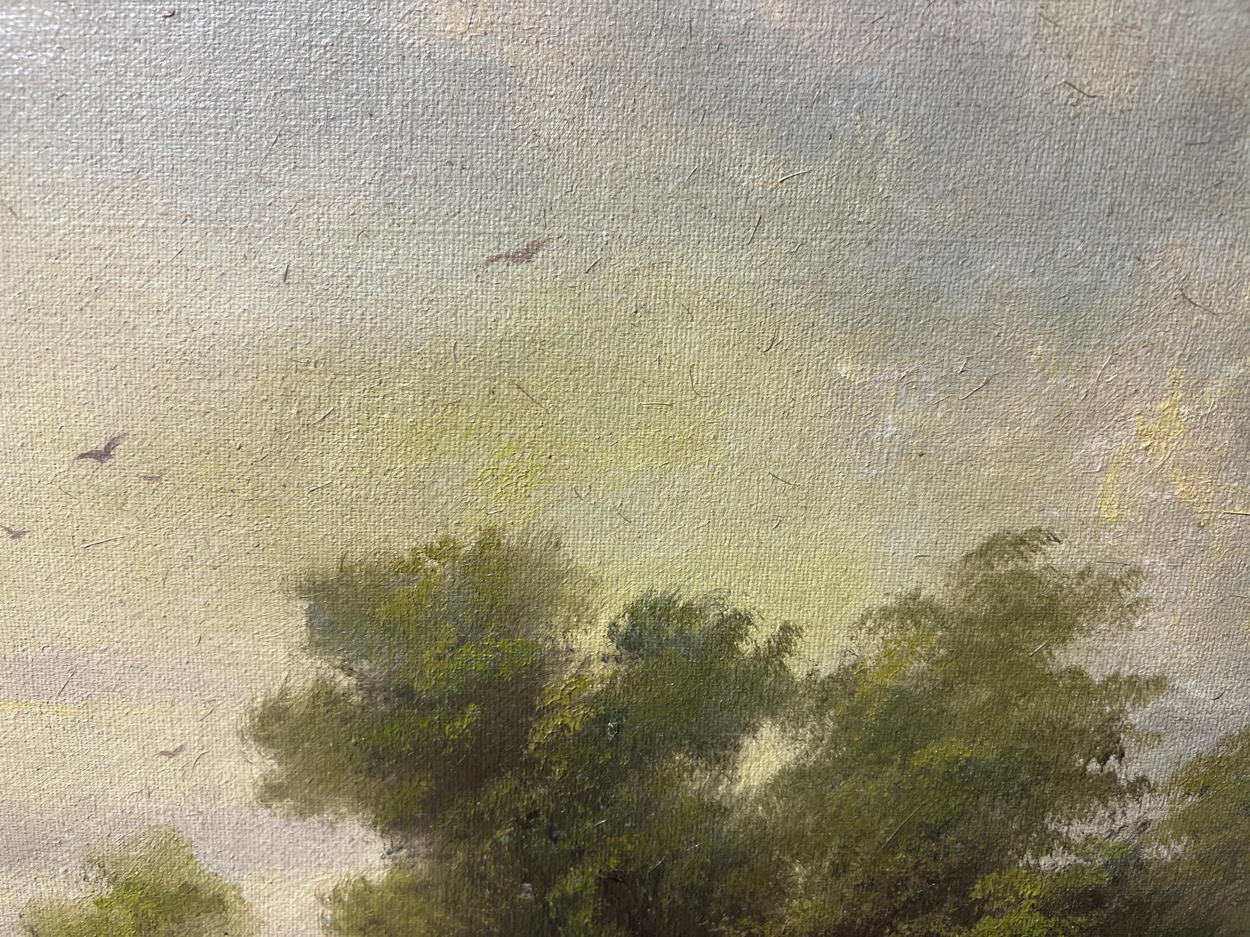 American Artist HENRY T HARVEY Antique oil painting on canvas, Rural Landscape For Sale 10