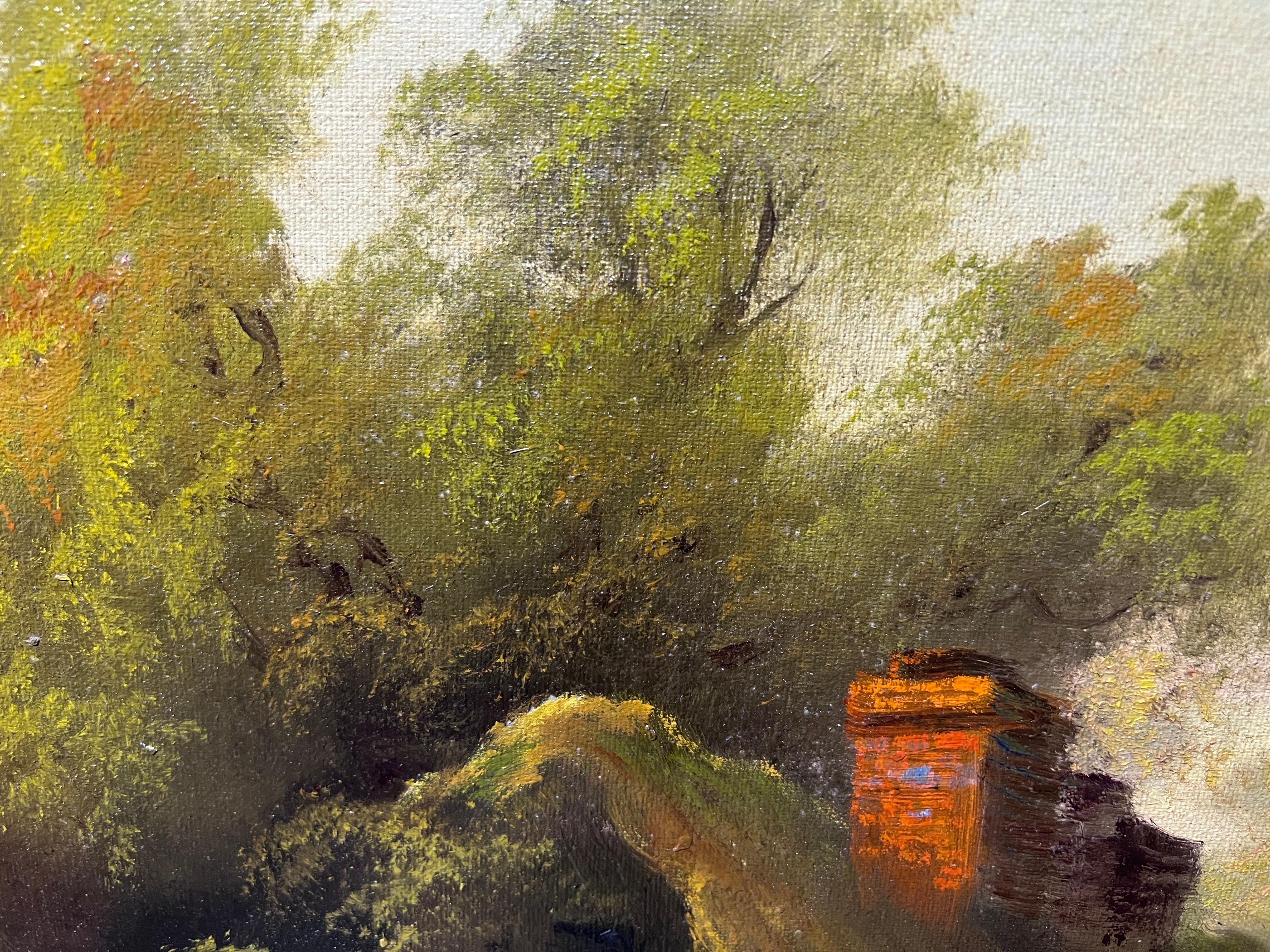 American Artist HENRY T HARVEY Antique oil painting on canvas, Rural Landscape For Sale 10