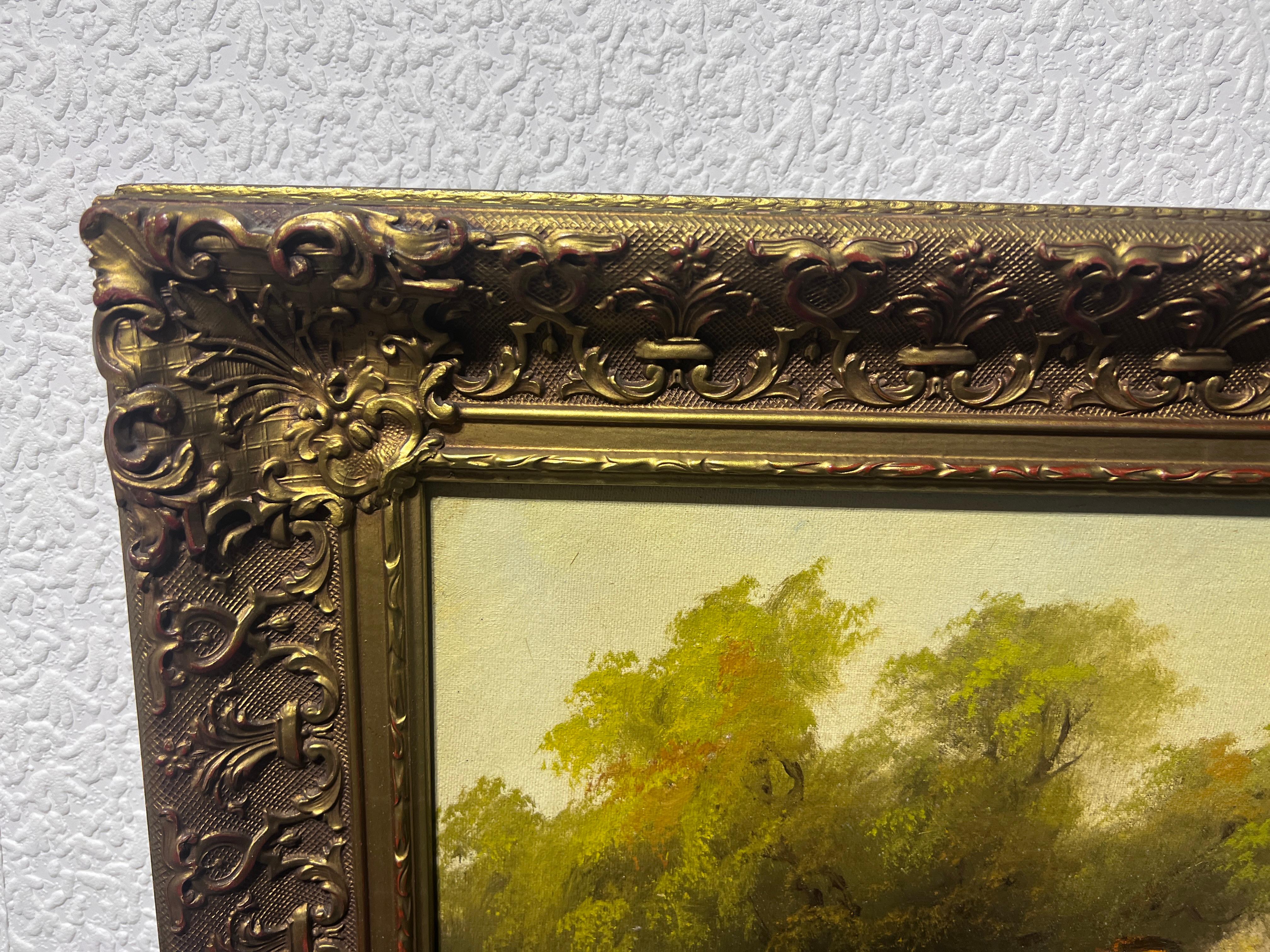 American Artist HENRY T HARVEY Antique oil painting on canvas, Rural Landscape For Sale 3