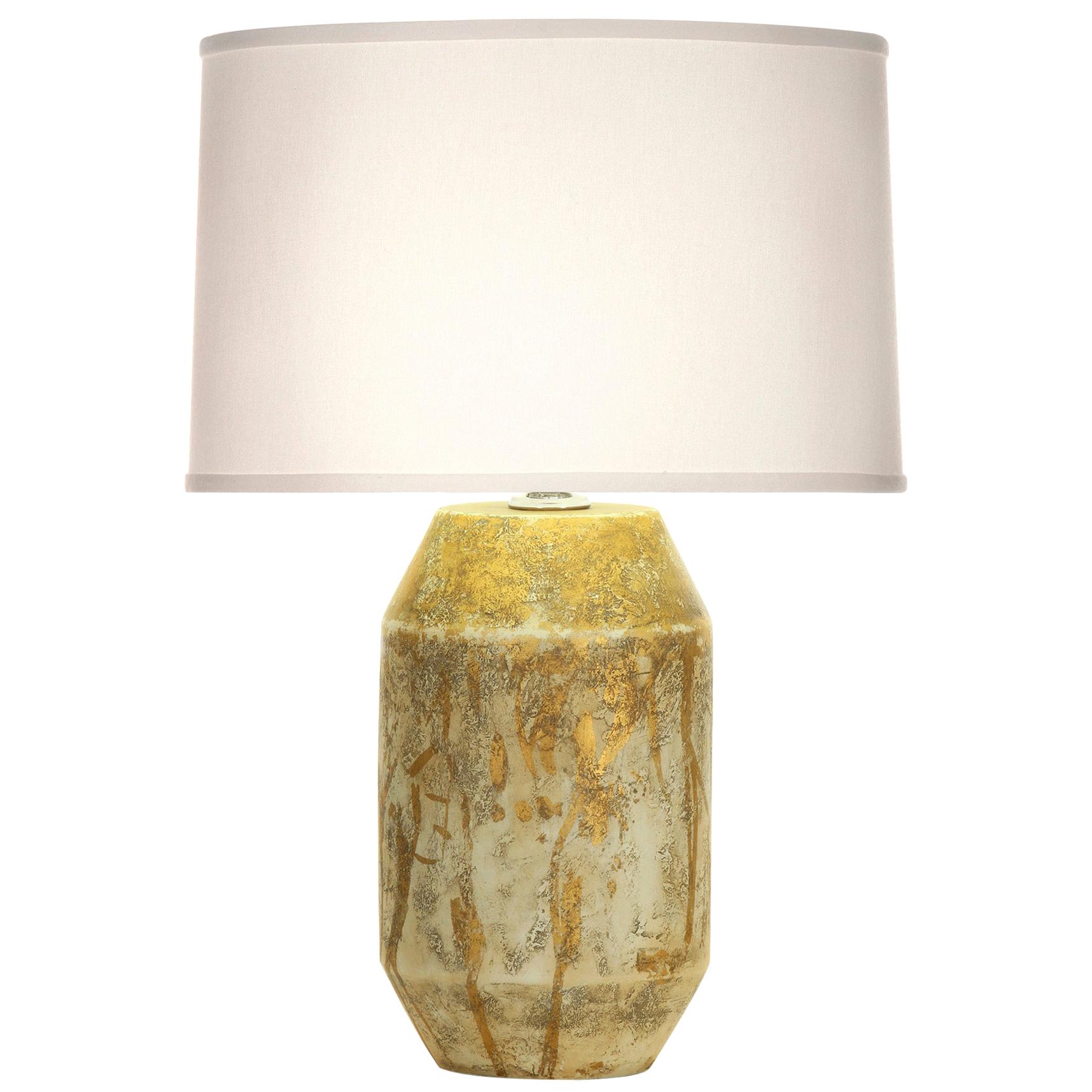 Henry Table Lamp in Gold and Cream Ceramic by CuratedKravet