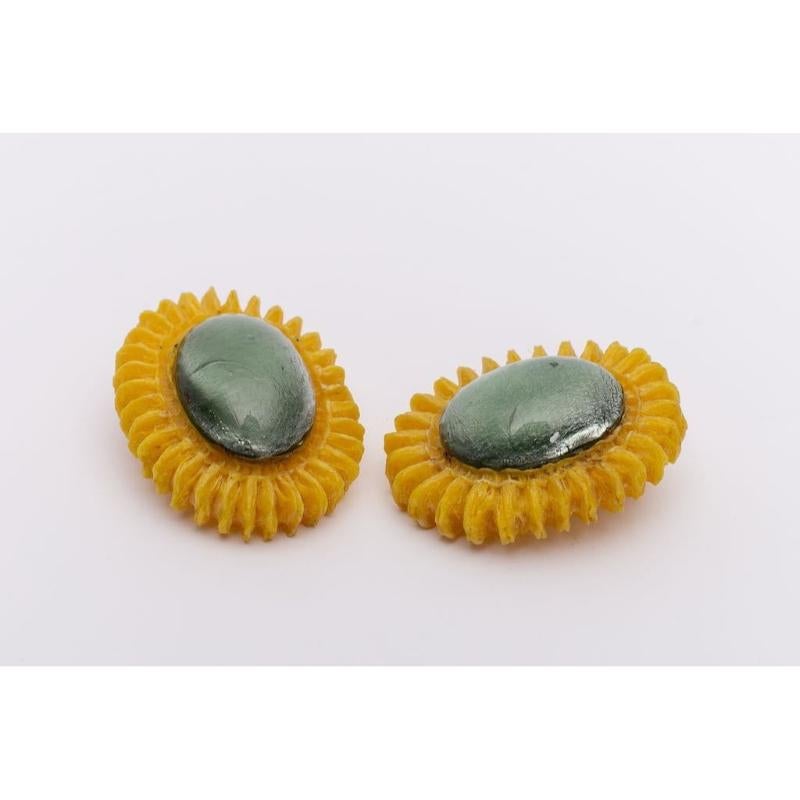 Women's Henry Talosel and Glass Paste Clip-on Earrings For Sale