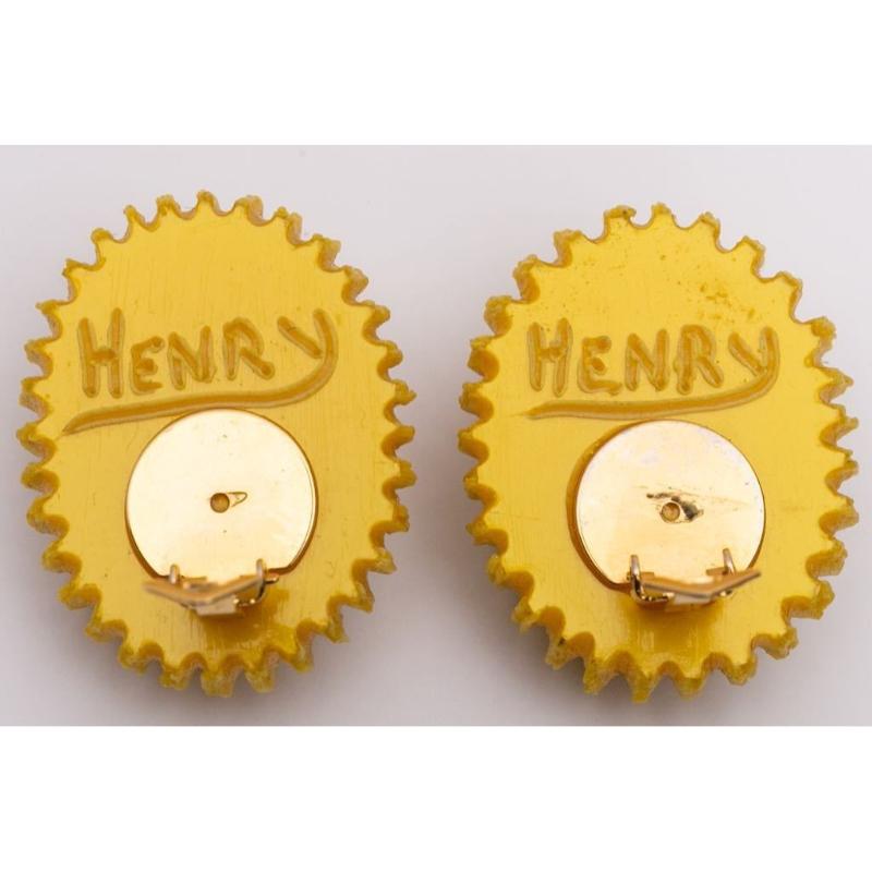 Henry Talosel and Glass Paste Clip-on Earrings For Sale 2