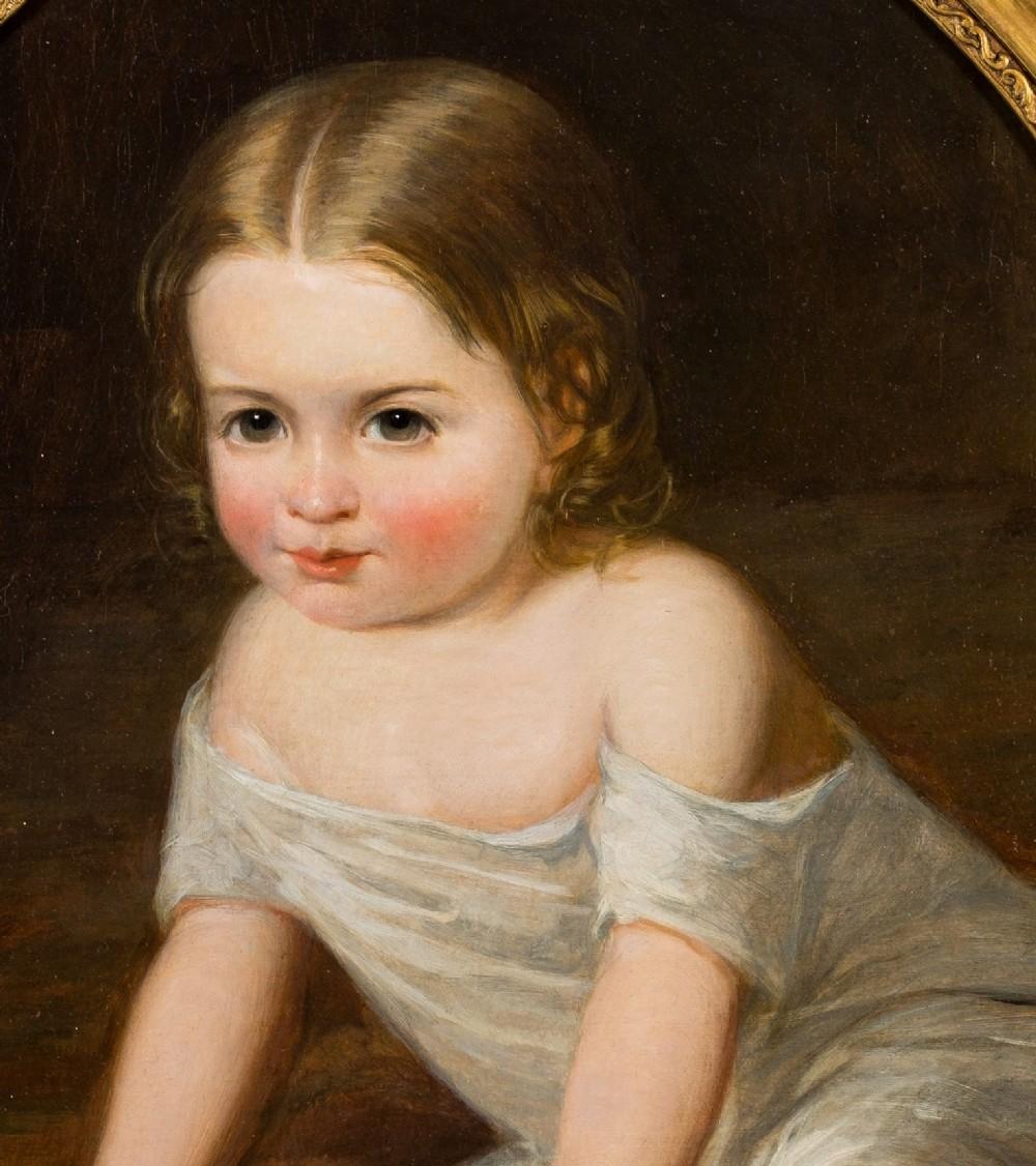 Portrait d'enfant en train de jouer, XIXe siècle, attribué à Henry Tanworth Wells en vente 1