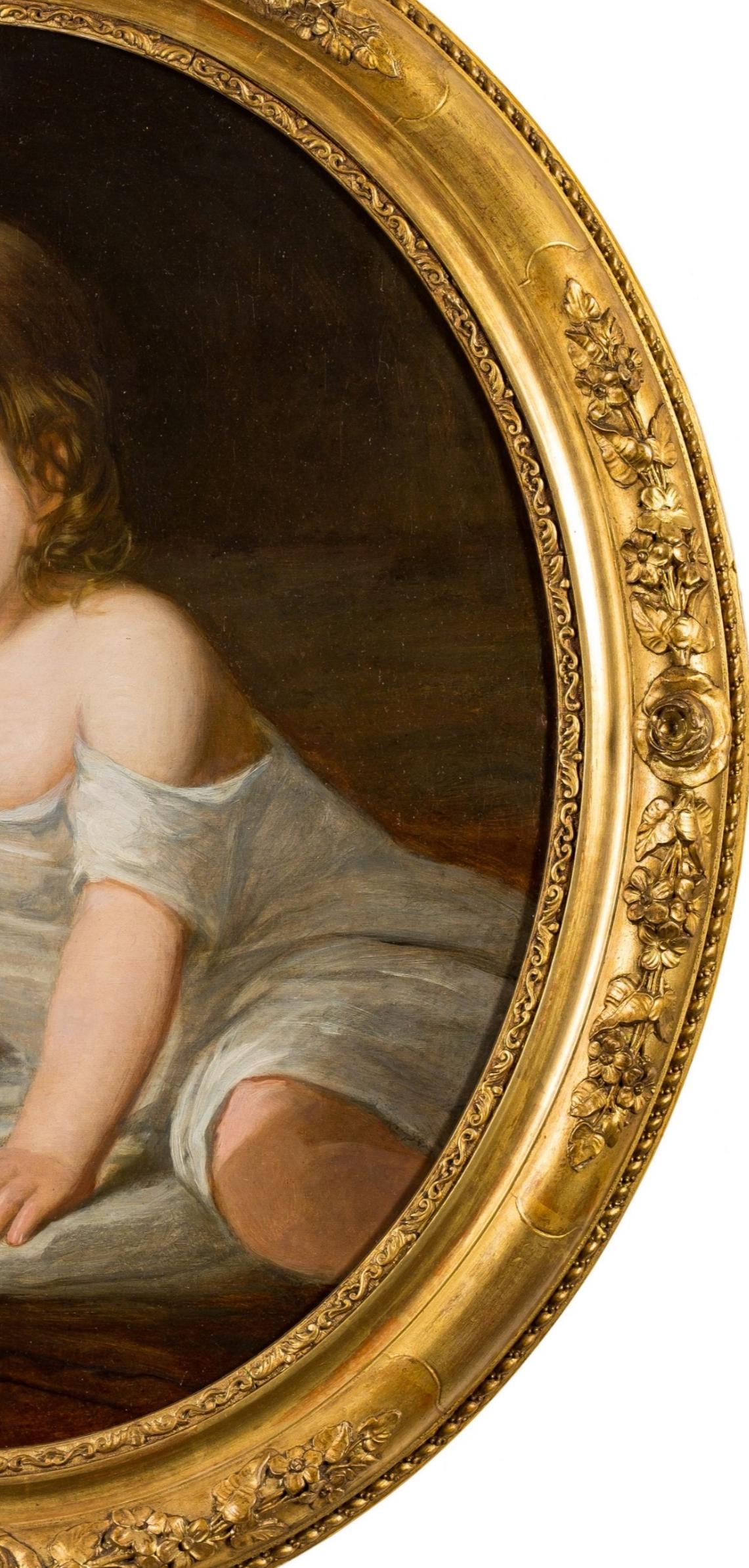 19th Century Portrait, Child At Play , Attributed To Henry Tanworth Wells For Sale 4