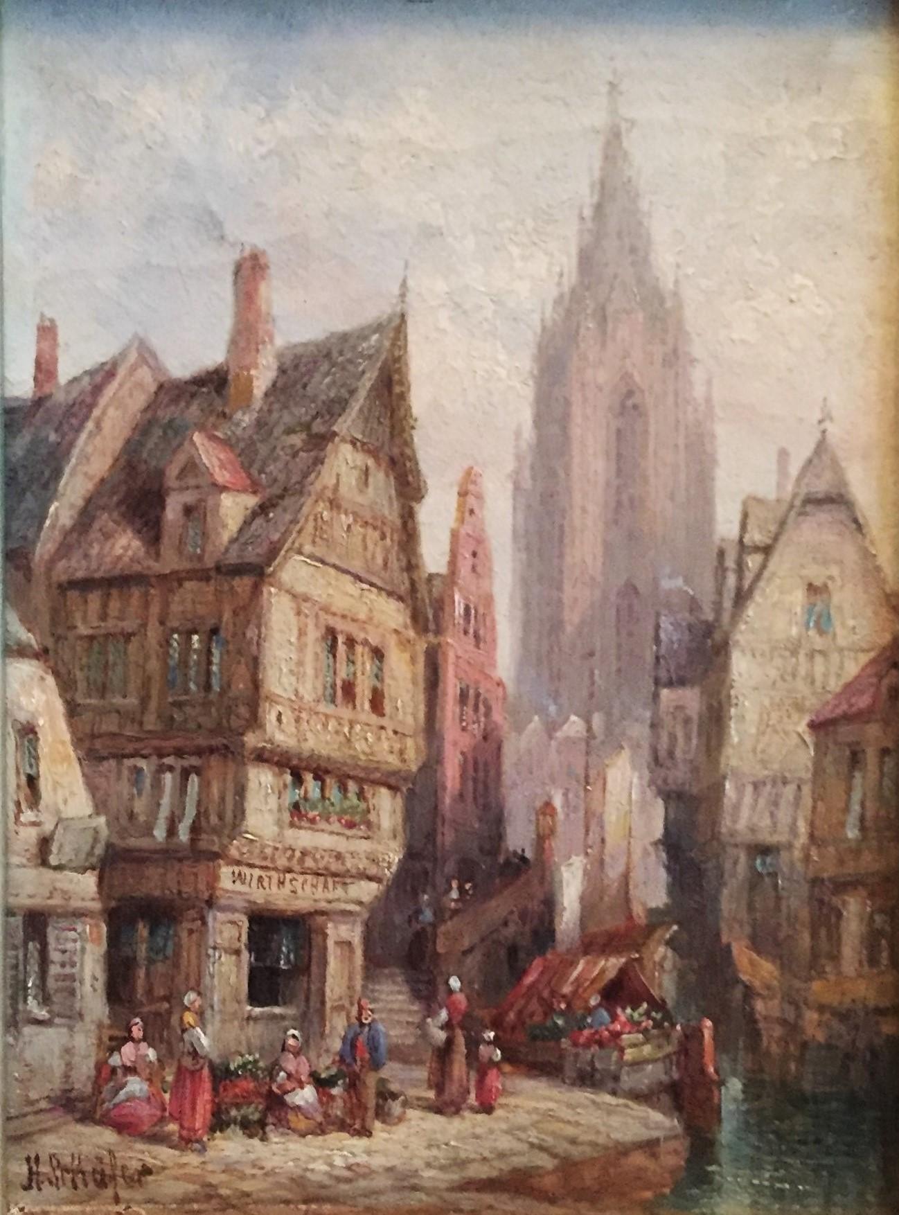 Late 19th Century Henry Thomas Schäfer, a Pair of Oil on Canvas Architectural Paintings circa 1880